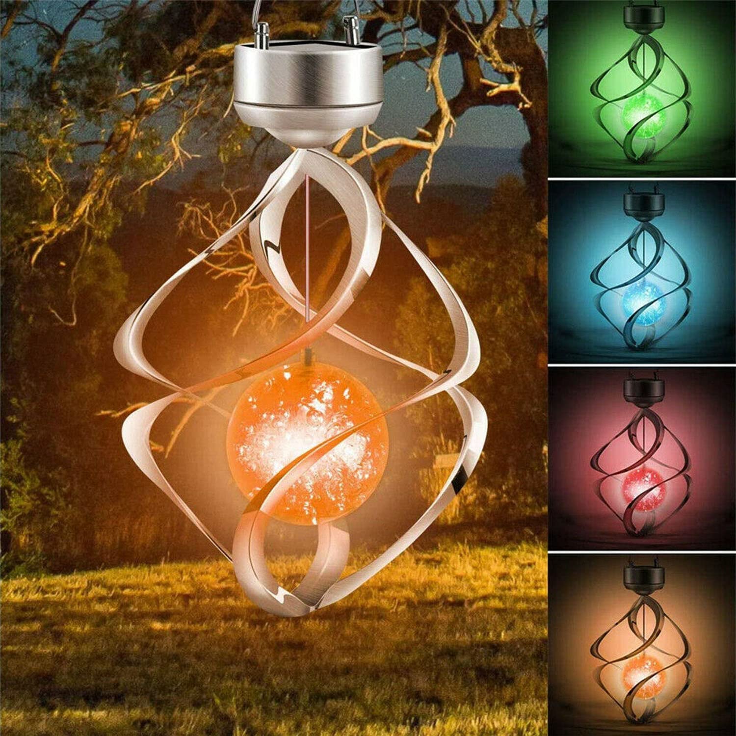 Natchcart Decorative Hanging Set of 1 Multicolor Solar LED Outdoor Indoor Waterproof Lights for Home Patio Yard Garden Decor Great Gift Ideas (Solar Spiral LED Light)-image-19