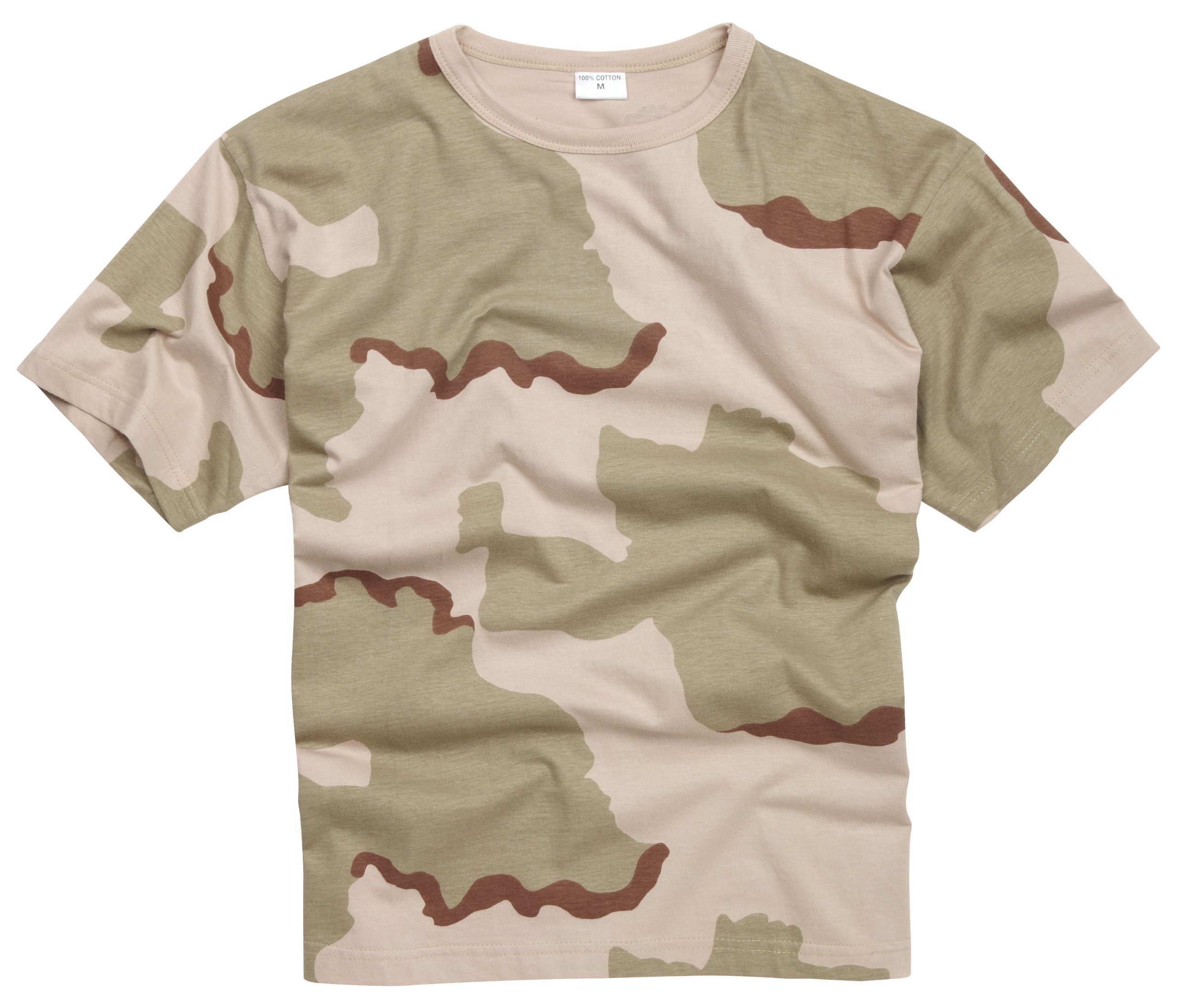 100% Cotton Military Style T-Shirt - Tri - Desert Camouflage (M)