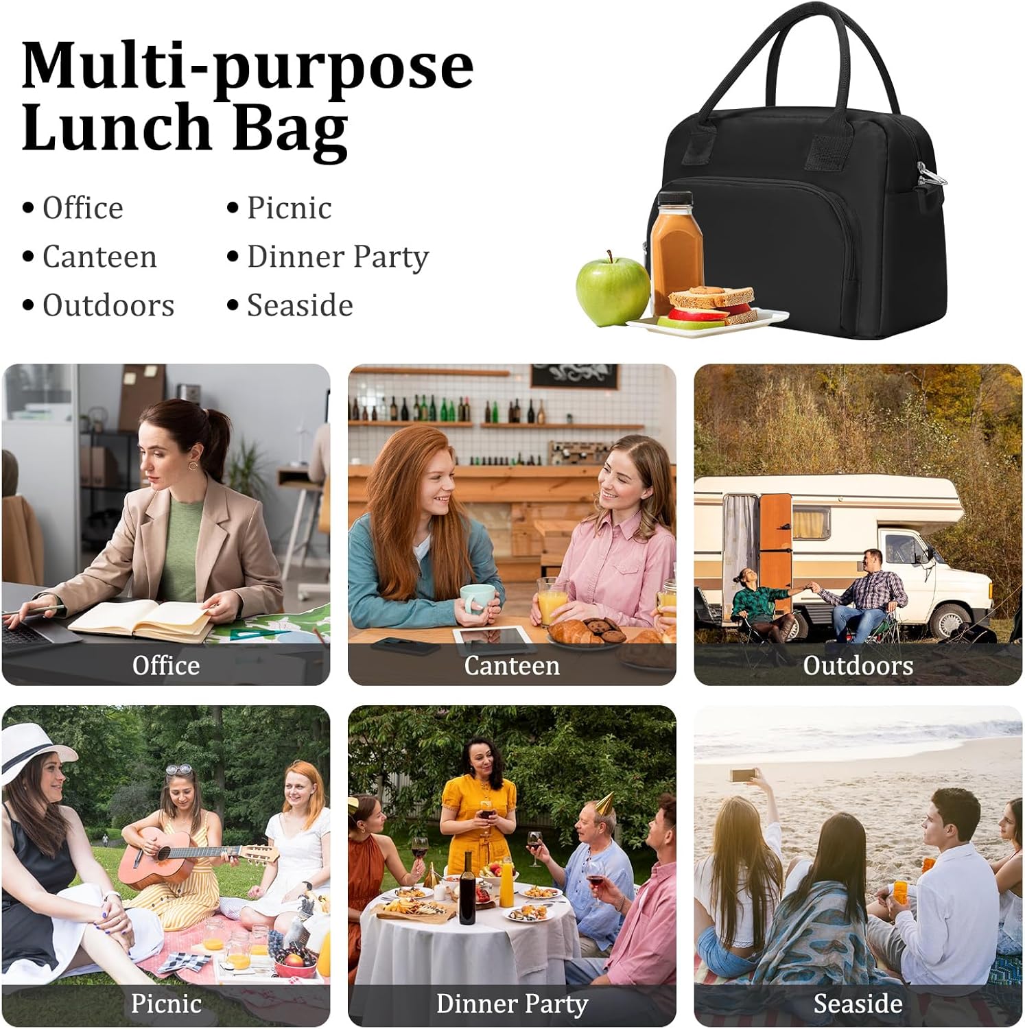 MEXS Insulated Lunch Bag for Women Men Large Reusable Lunch Box Adult Leakproof Portable Cooler Tote Bags for Work Picnic - Image 5