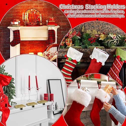 Miniatura 4 de Soportes para calcetines de Navidad, para mantel y mantel, para calcetines de Navidad, de perfil bajo, ganchos con peso para medias pesadas, bases