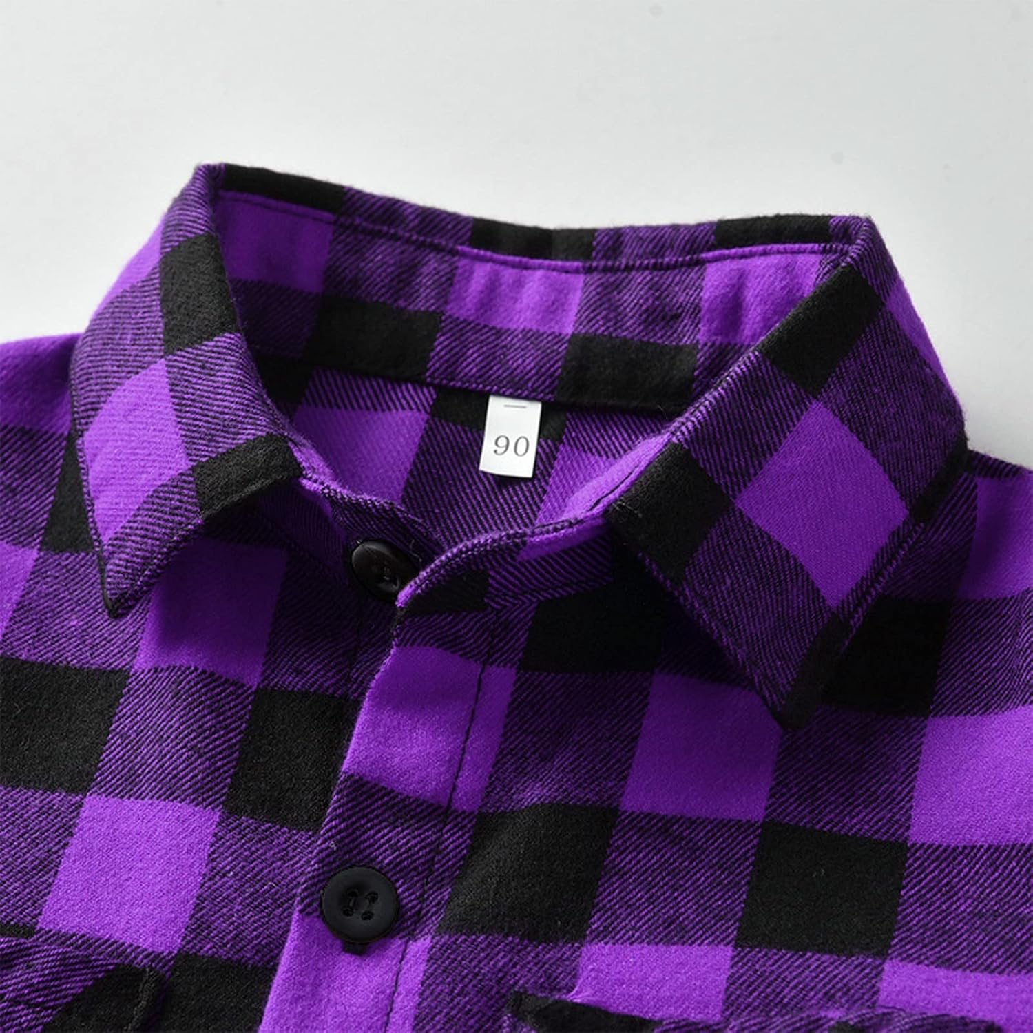 Long Sleeve Flannel Plaid Shirt Button 
