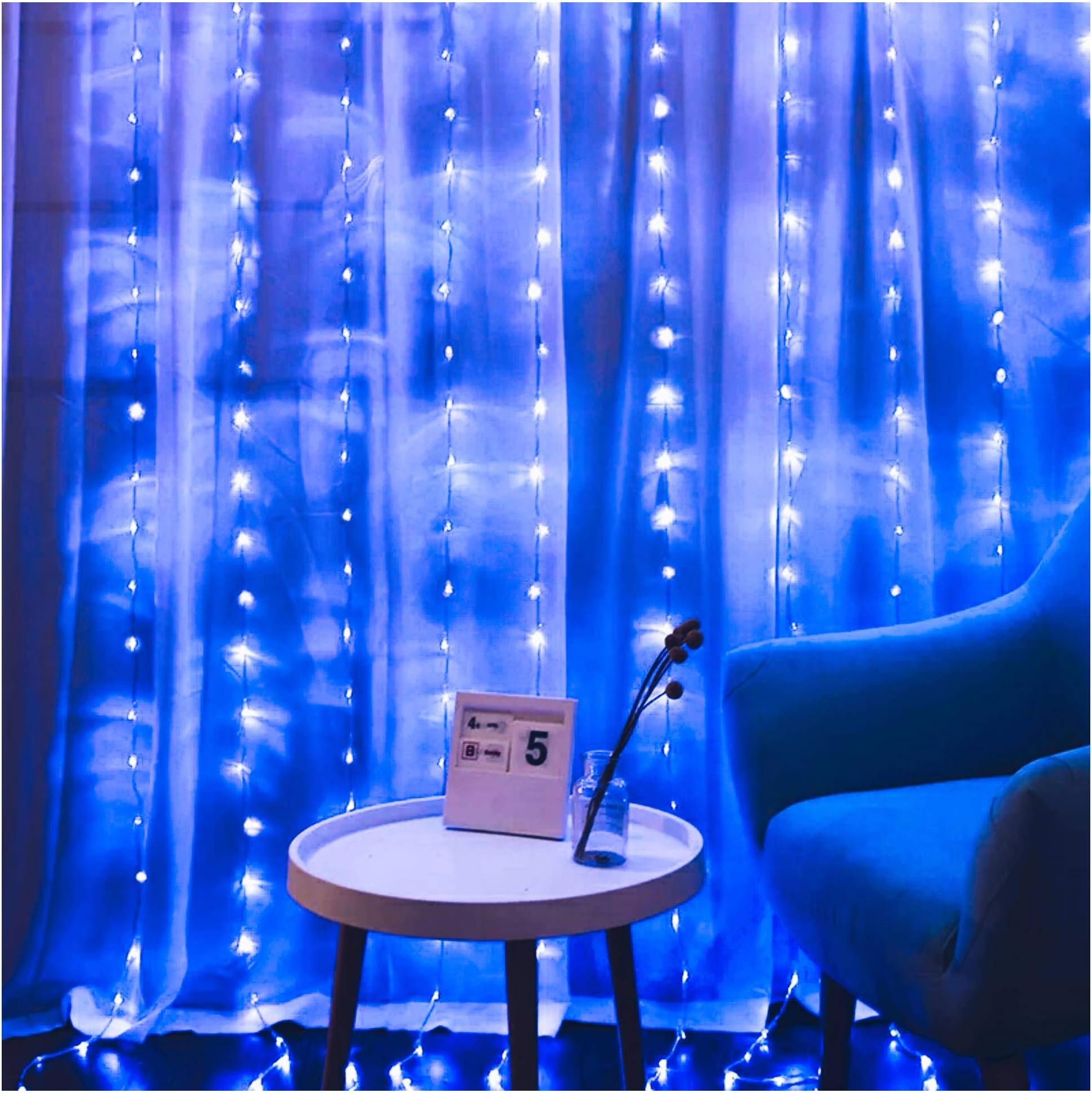 Glimmer Lightings LED Ladi String Light for Home Decoration, Bed Room Decor, Birthday Party, Diwali, Christmas - Blue, 12 Meters