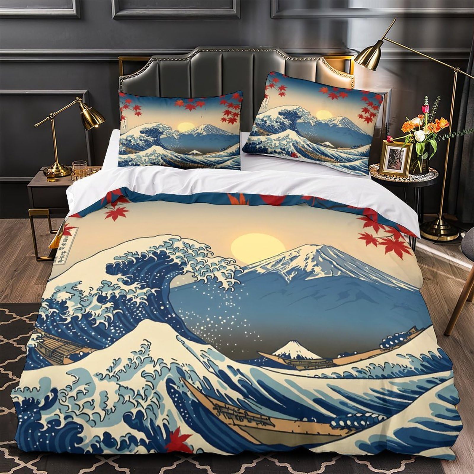 Housse de couette japonaise hypoallergénique douce lit double