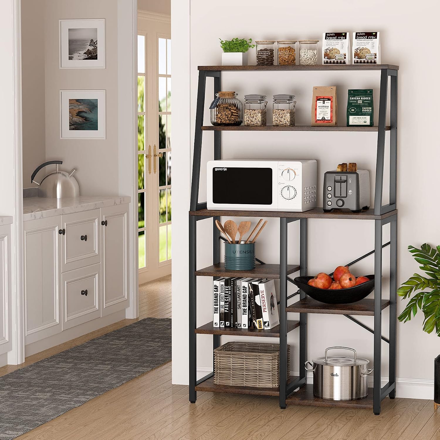 Tribesigns 8-Tier Industrial Baker's Rack with Storage Shelves, Free Standing Microwave Oven Stand Spice Rack for Kitchen, Utility Storage Shelf Organizer for Home