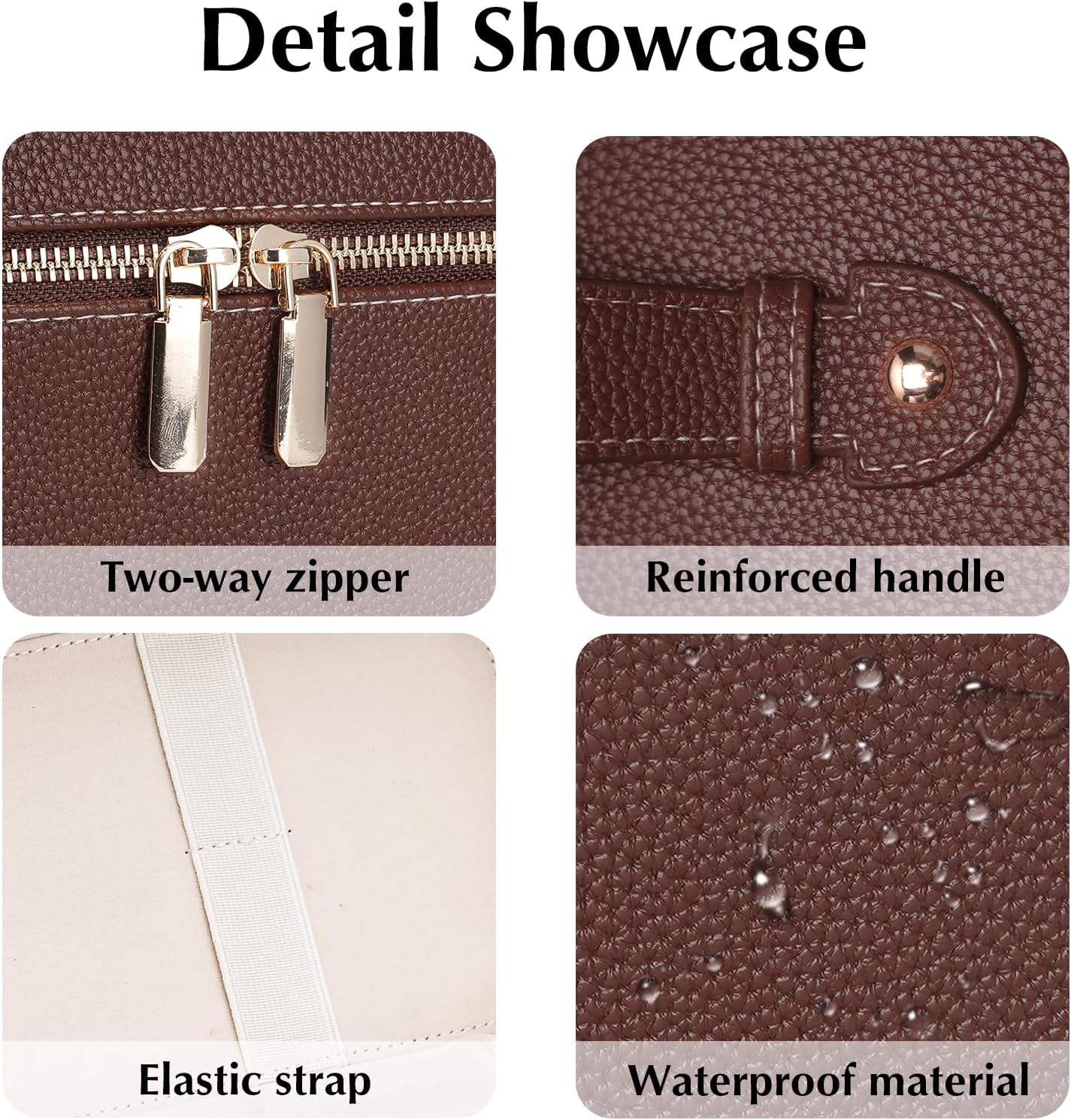 Makeup Case for Women, Leather Makeup Bag Cosmetic Case with Removable Divider, Large Capacity Waterproof Portable Travel Toiletry Make up Organizer Case - Image 3