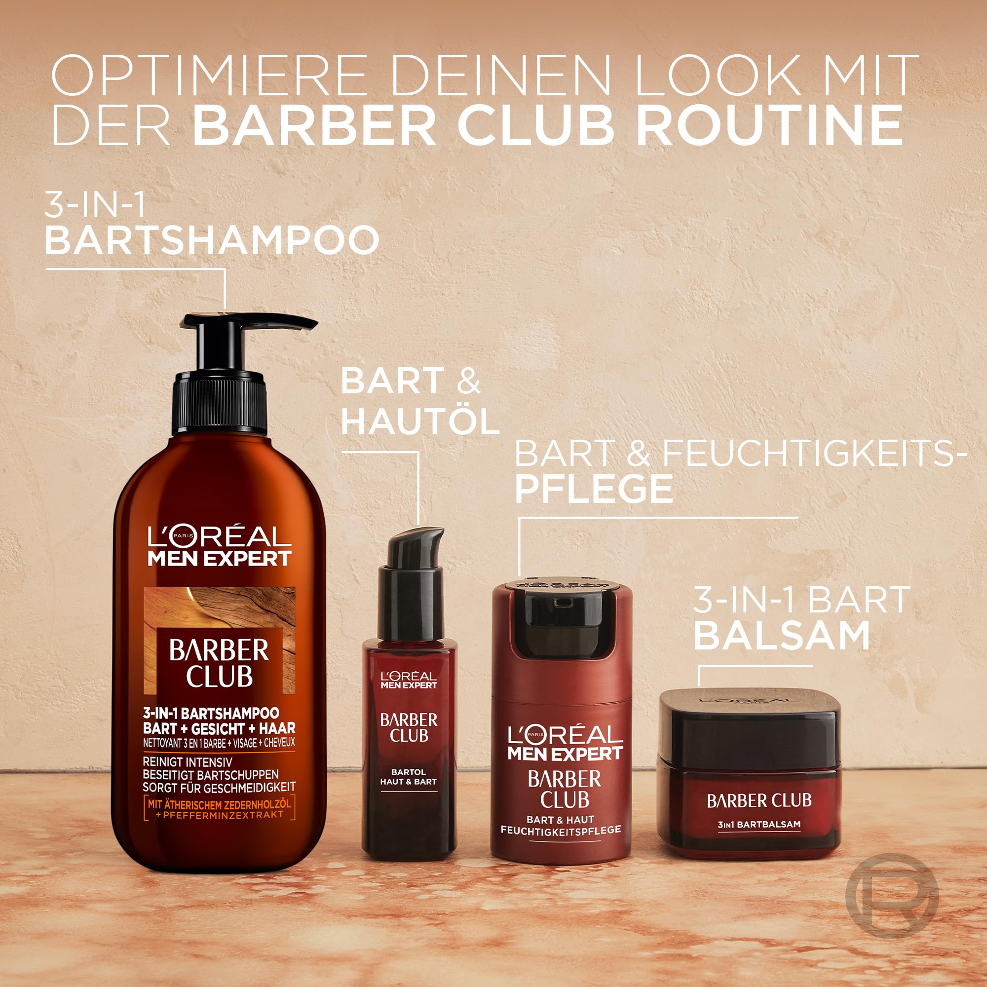 L'Oréal Men Expert Barber-Geschenk-Set für Männer, Geschenkset mit Bartshampoo, Bartbalsam, Bartöl, Pomade & Bartkamm, Barber Club, 1 x 30 ml, 1 x 200 ml, 1 x 75ml, 1 x 50ml