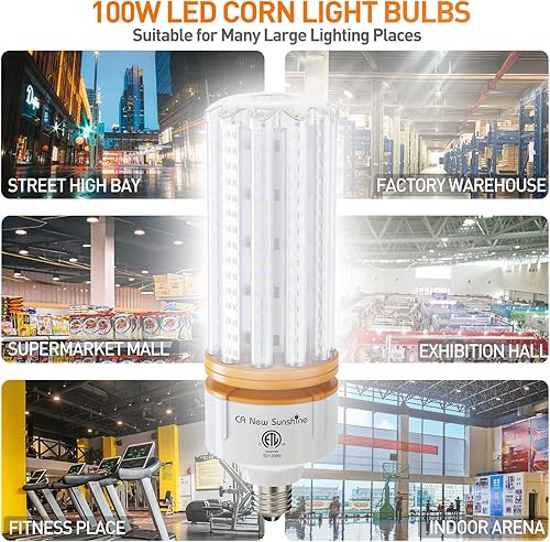Miniatura 6 de Bombilla LED de maíz equivalente a 1000 W, bombillas LED de maíz de 15000 lúmenes, lámpara blanca de luz diurna de 5000 K, base Mogul mediana