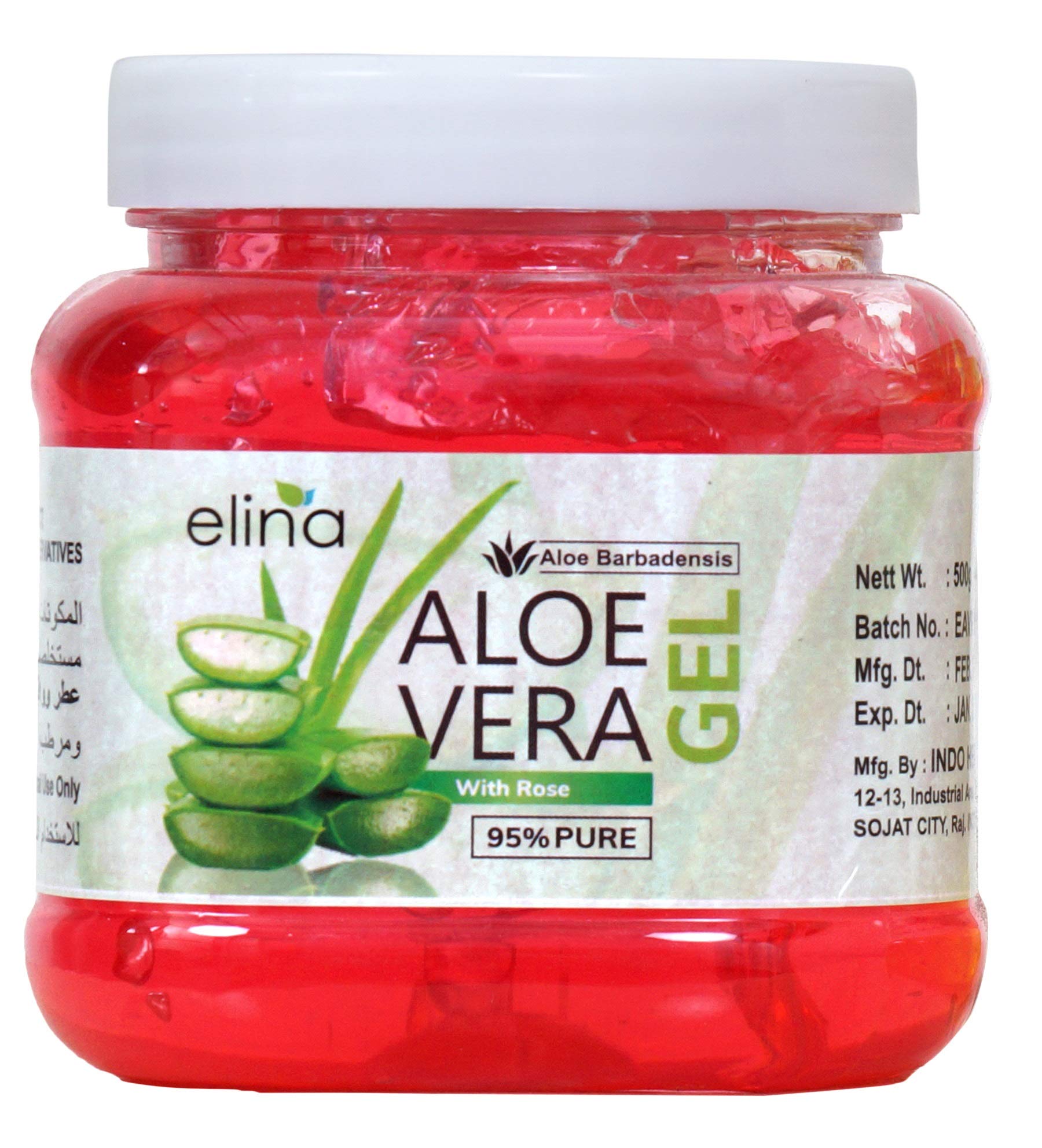 Aloe Vera Gel 100% NATURAL & Pure- Multipurpose Gel for Skin and Hair 500g(Rose)