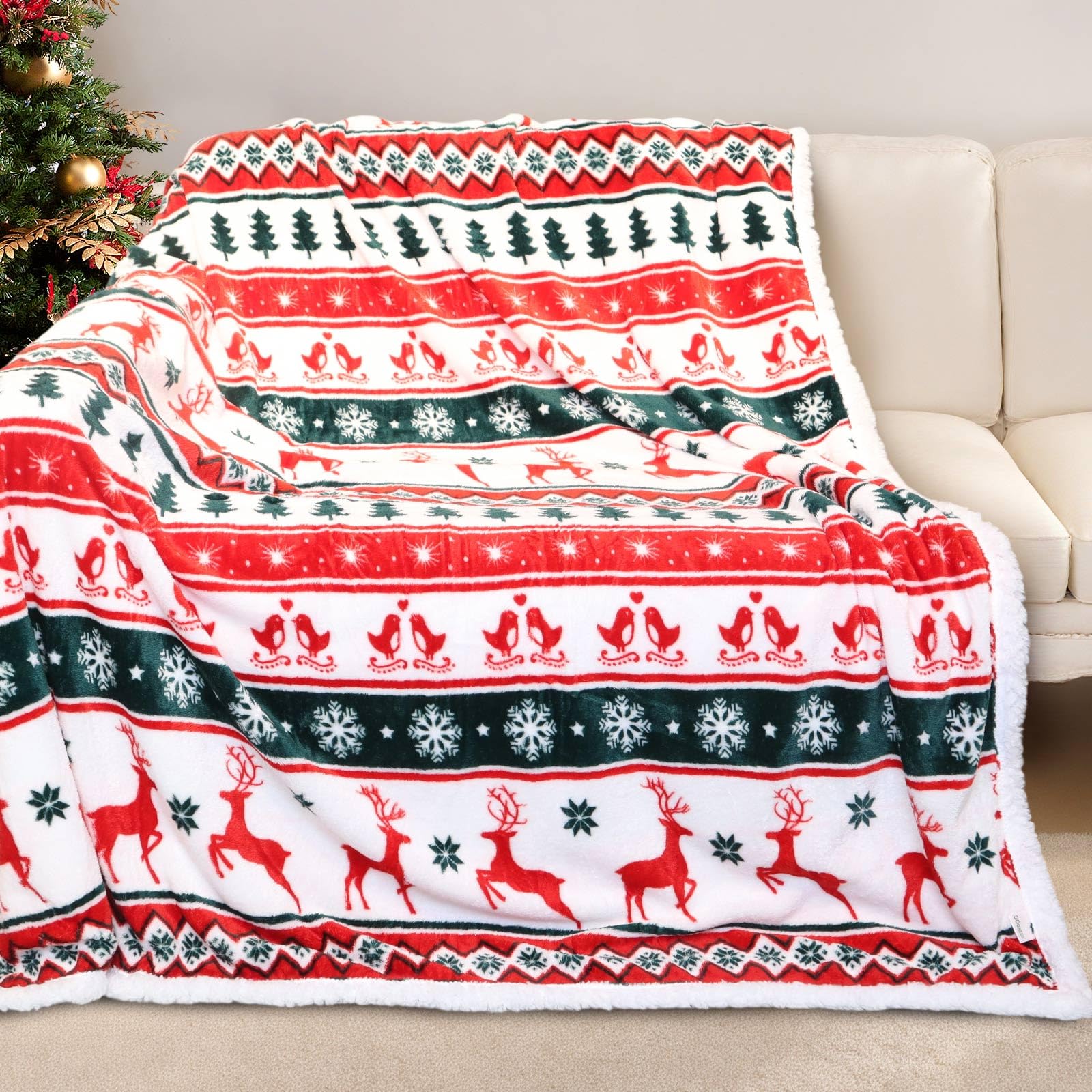 Gogreen Christmas Sherpa Fleece Blanket