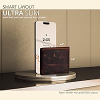 Vista 9 de Carteras RFID delgadas para hombres - Cartera de bolsillo frontal de piel genuina Marrón vintage