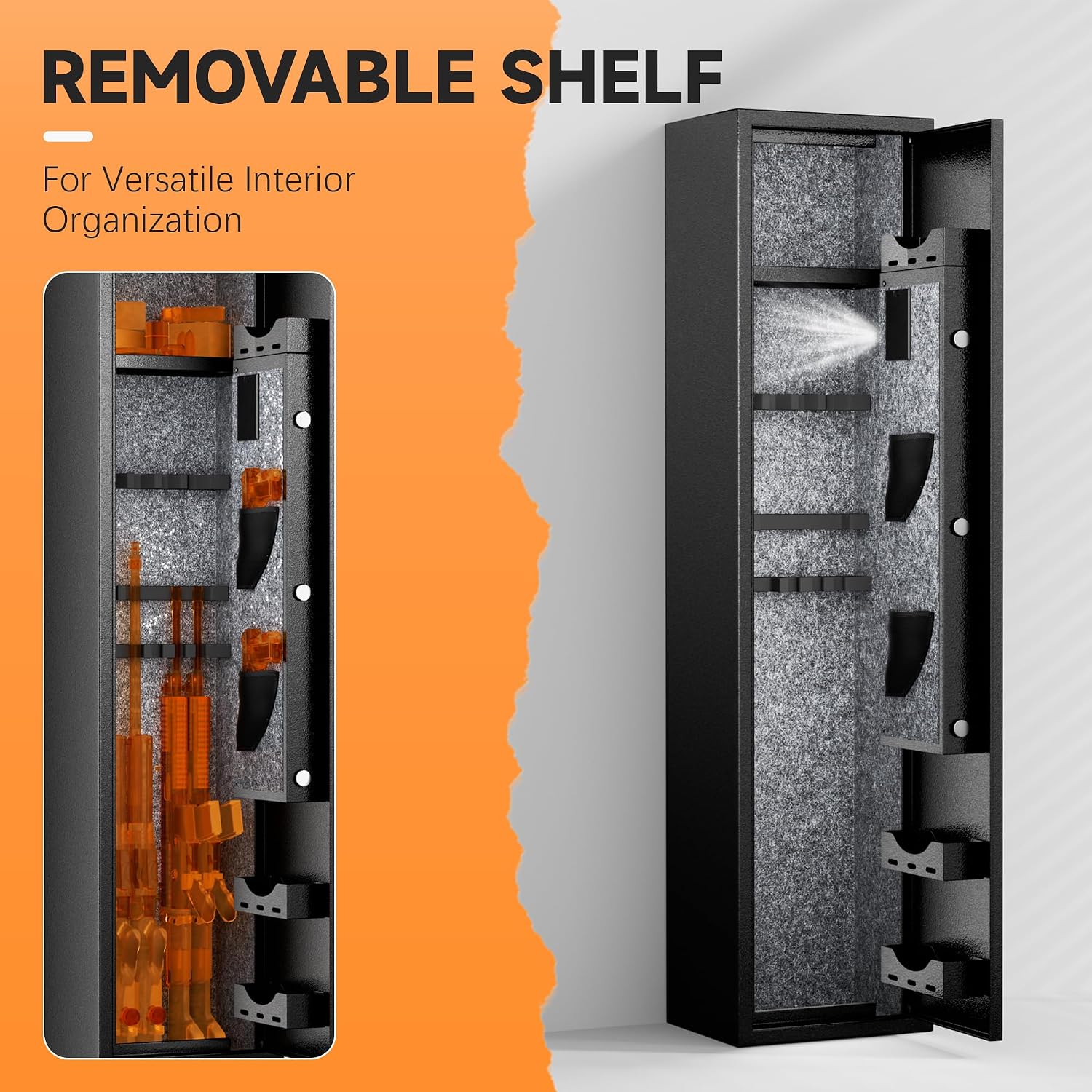 Bonusall 4 Fingerprint Gun Safe,Gun Safe for Rifles and Pistols,Quick Access Assembled Rifle Safe for Shotguns,Gun Locker with 3 Adjustable Shelves, Pockets for Handgun, Firearms