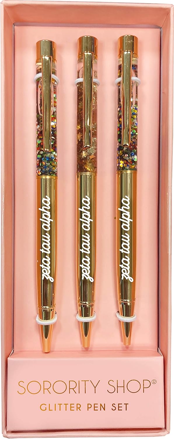Zeta Tau Alpha Sorority Glitter Pen Set
