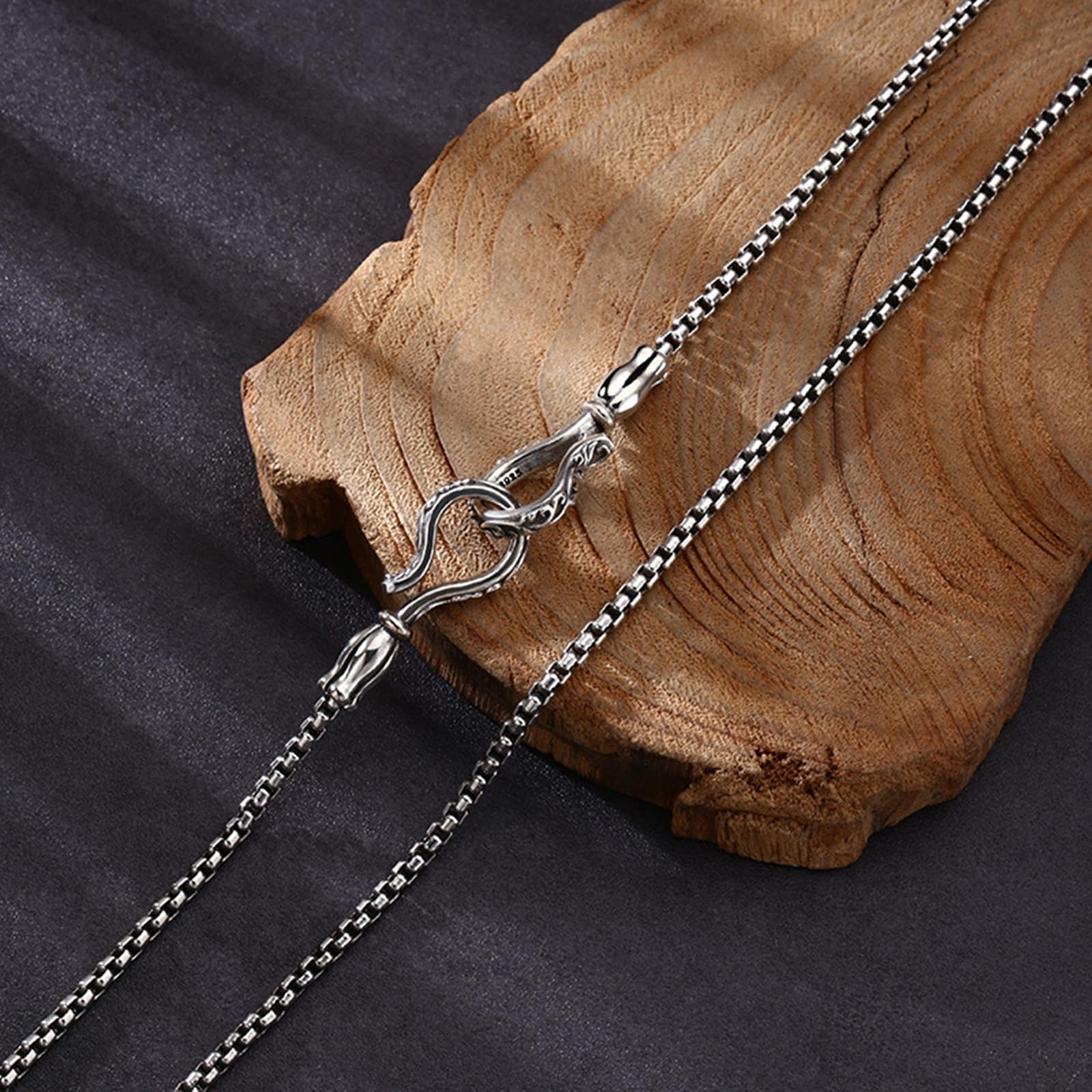 Collana Argento Uomo Donna 925 Catena Collana Argento Sterling | Collana Catena a Maglia Scatola Vintage Larga 3MM con Fibbia a Doppio Gancio Collane per Uomo e Donna Argento Gioielli