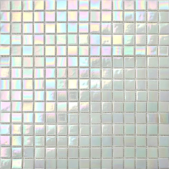 32.7cm x 32.7cm White Iridescent Vitreous Glass Mosaic Tiles Sheet (MT0131)
