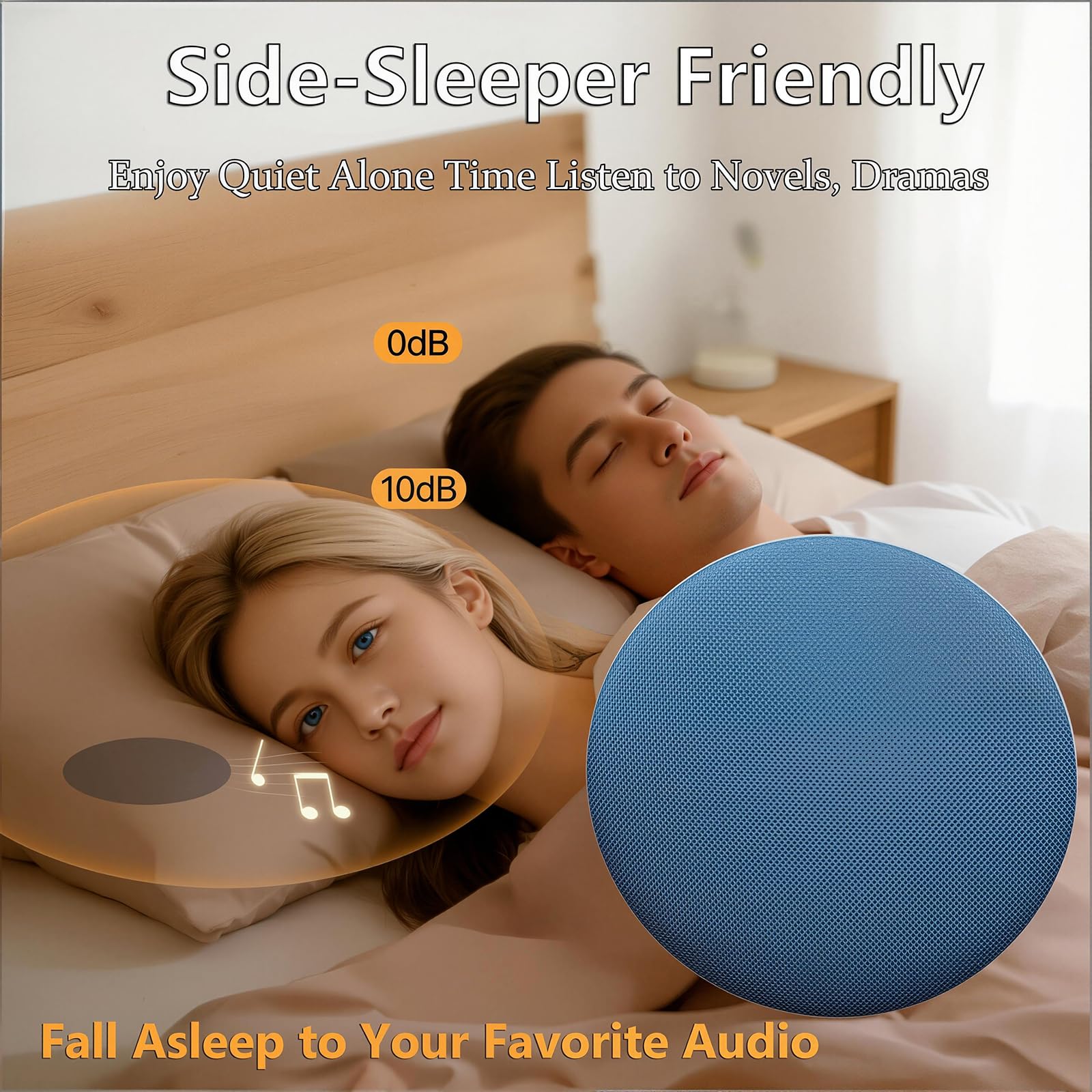 Pillow Speaker for Sleeping, Bluetooth 5.4 Under Pillow Speaker with White Noise, 20 Hour Battery, 30/60/90 Min Timer & Private Sound, Ultra-Thin & Portable for Side Sleepers, Insomnia & Travel (1PCS) — view 2