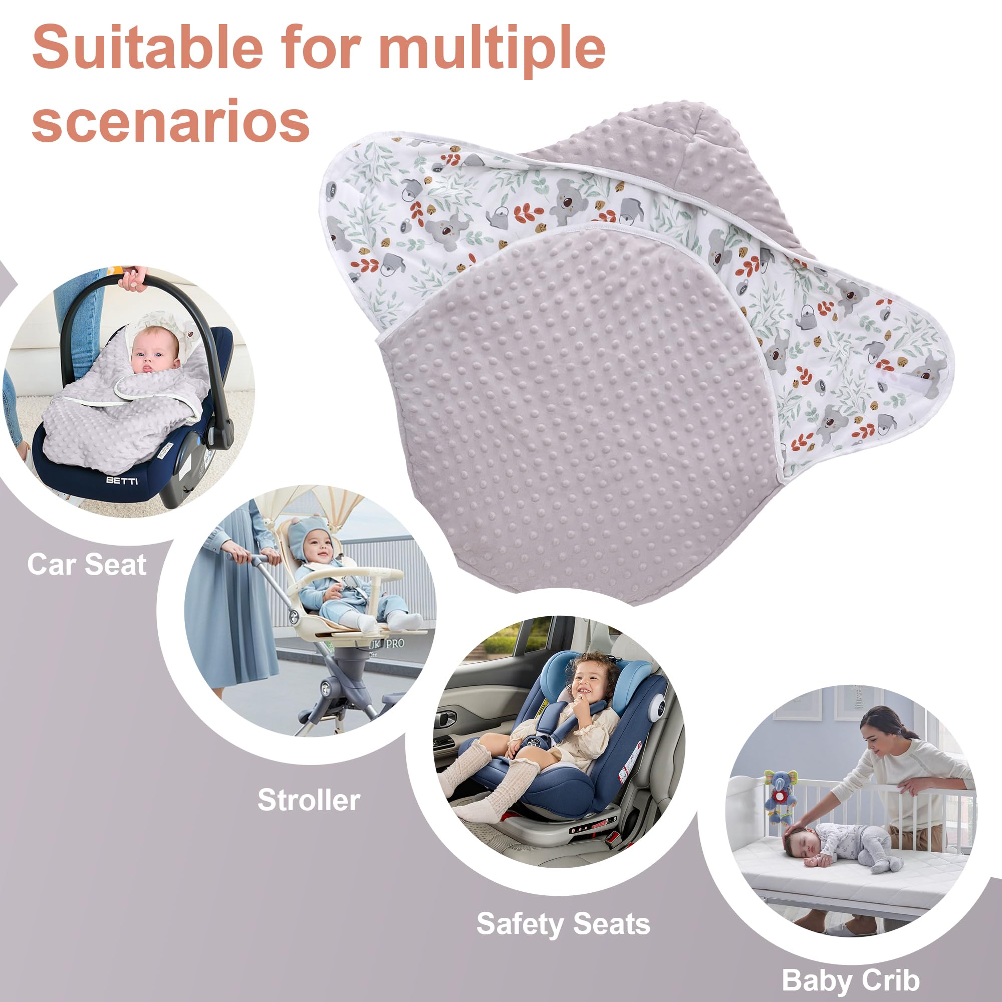 Miracle Baby Couverture D'emmaillotage Hiver Bébé, Chancelière Universelle, Couverture Enveloppante Bébé pour Poussette, Siège Auto, 3-12 Mois