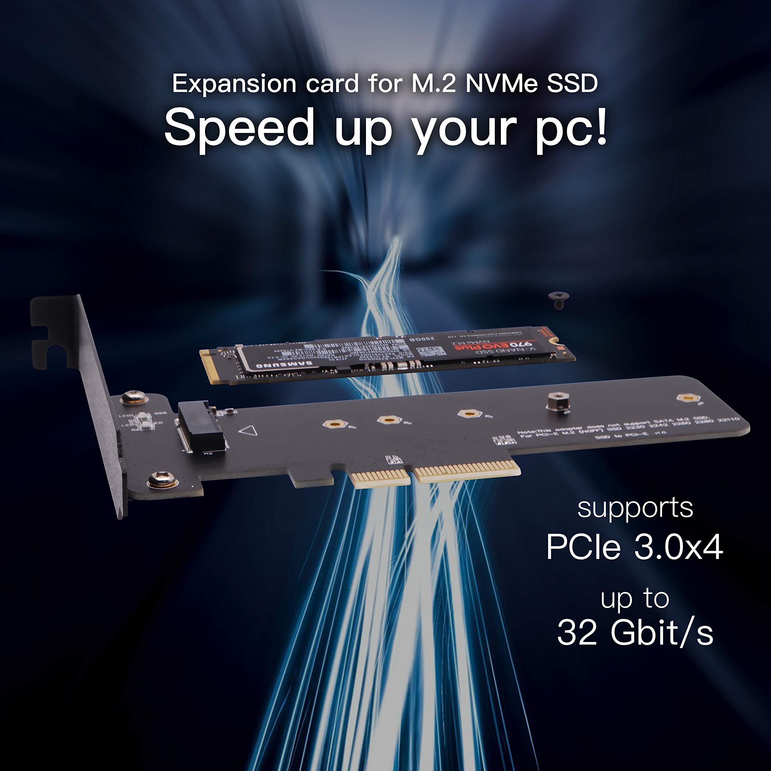 EZDIY-FAB Adattatore PCI Express M.2 SSD NGFF PCIe 3.0 x4 (Compatibile con M.2 PCIe 22110, 2280, 2260, 2242)