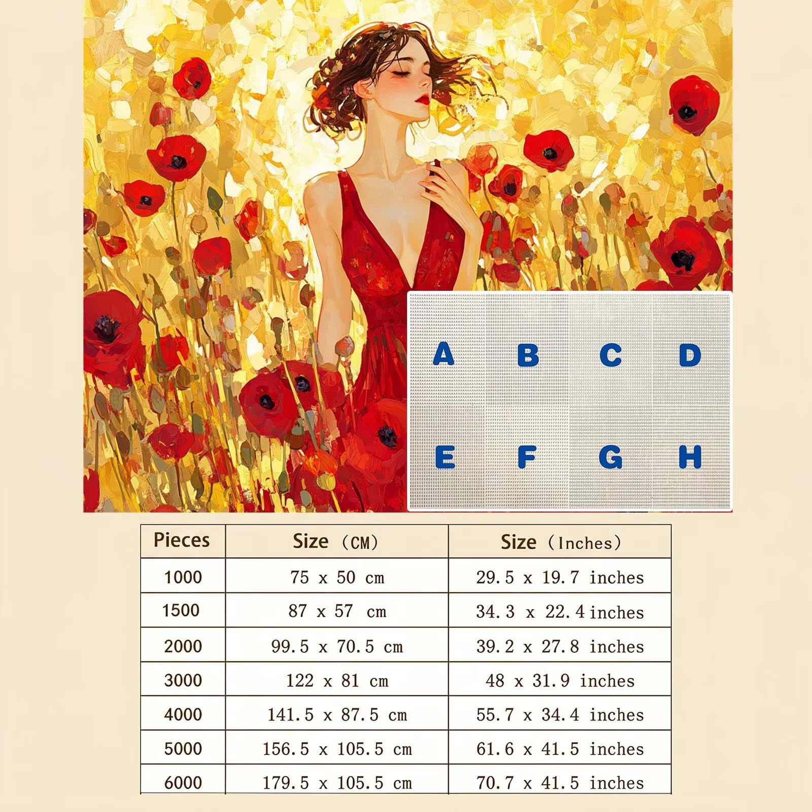 Puzzle 6000 Pezzi Classici, Puzzle Bellezza rosso 179 x 105 cm, Gioco Educativo e Antistress in Legno con Poster Incluso, Ttività DIY per Famiglia, Regalo per Appassionati, Decor Parete Casa, f0-748