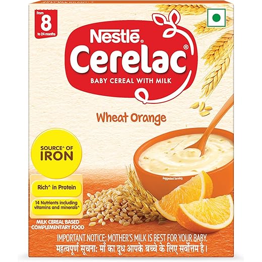 CERELAC Baby Food Cereal Wheat Orange for 8 to 24 Months Bab