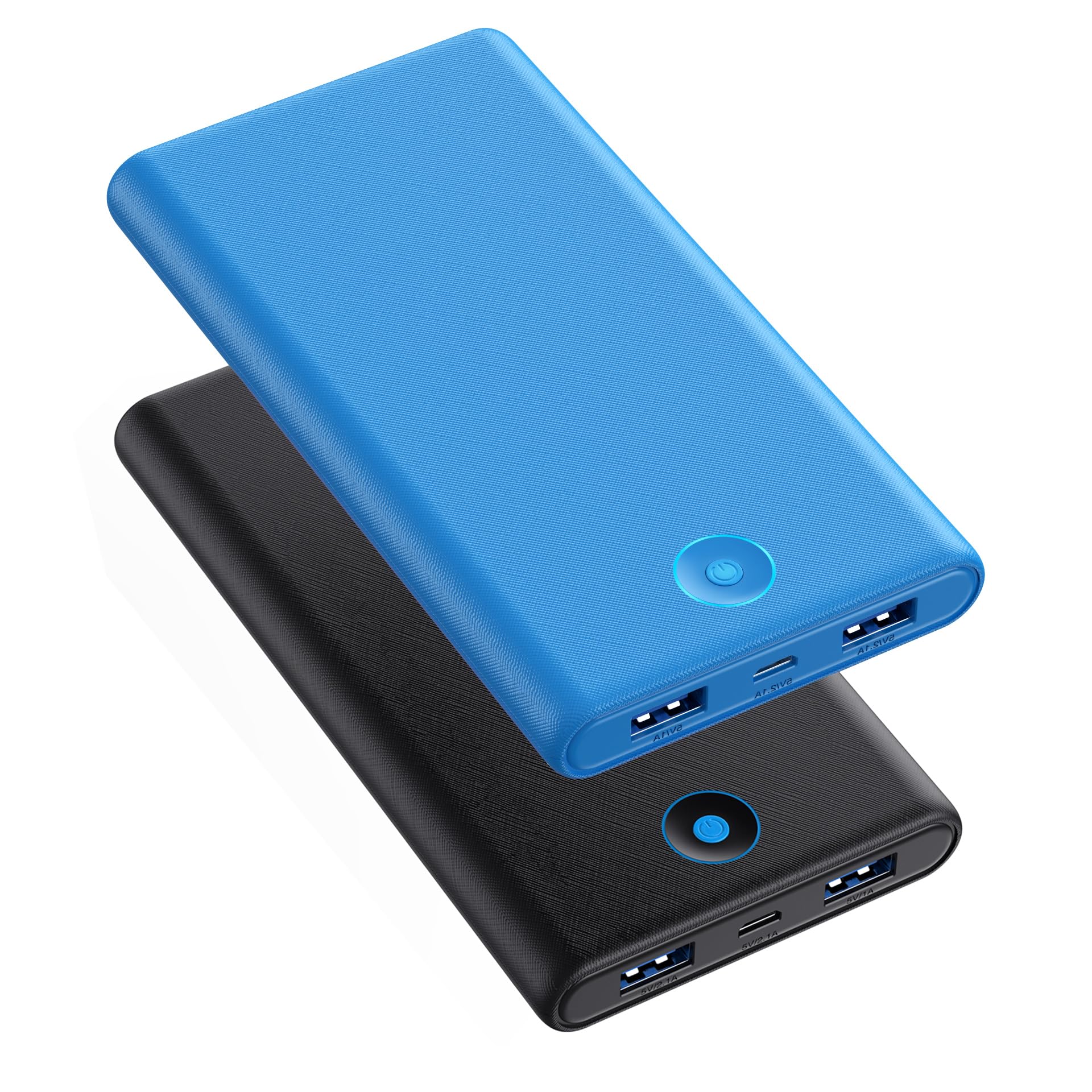 [2 Pack] Portable Charger Power Bank 20000mAh,Ultra Slim Portable Phone Charger with Dual USB Outputs,Backup Charging External Battery Pack Compatible with iPhone 15/14/13/12/11,Android etc-Black+Blue