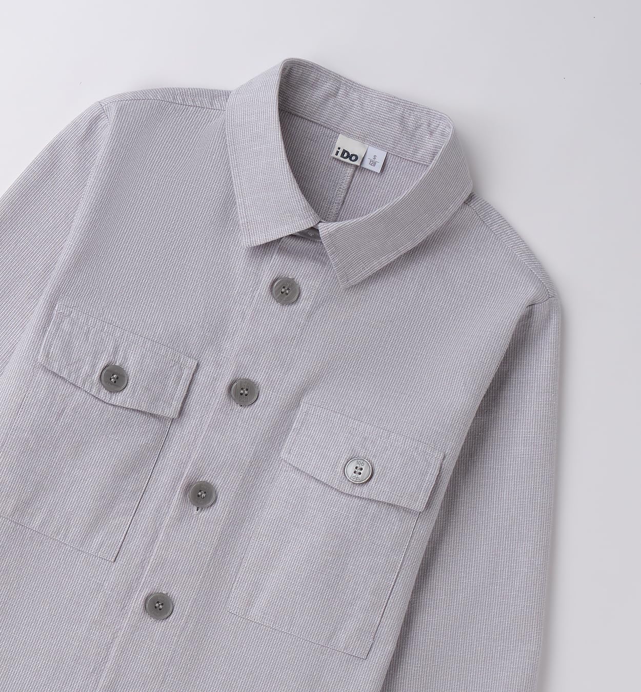 IDO Camicia Ragazzo Sportiva in Cotone Misto Lino