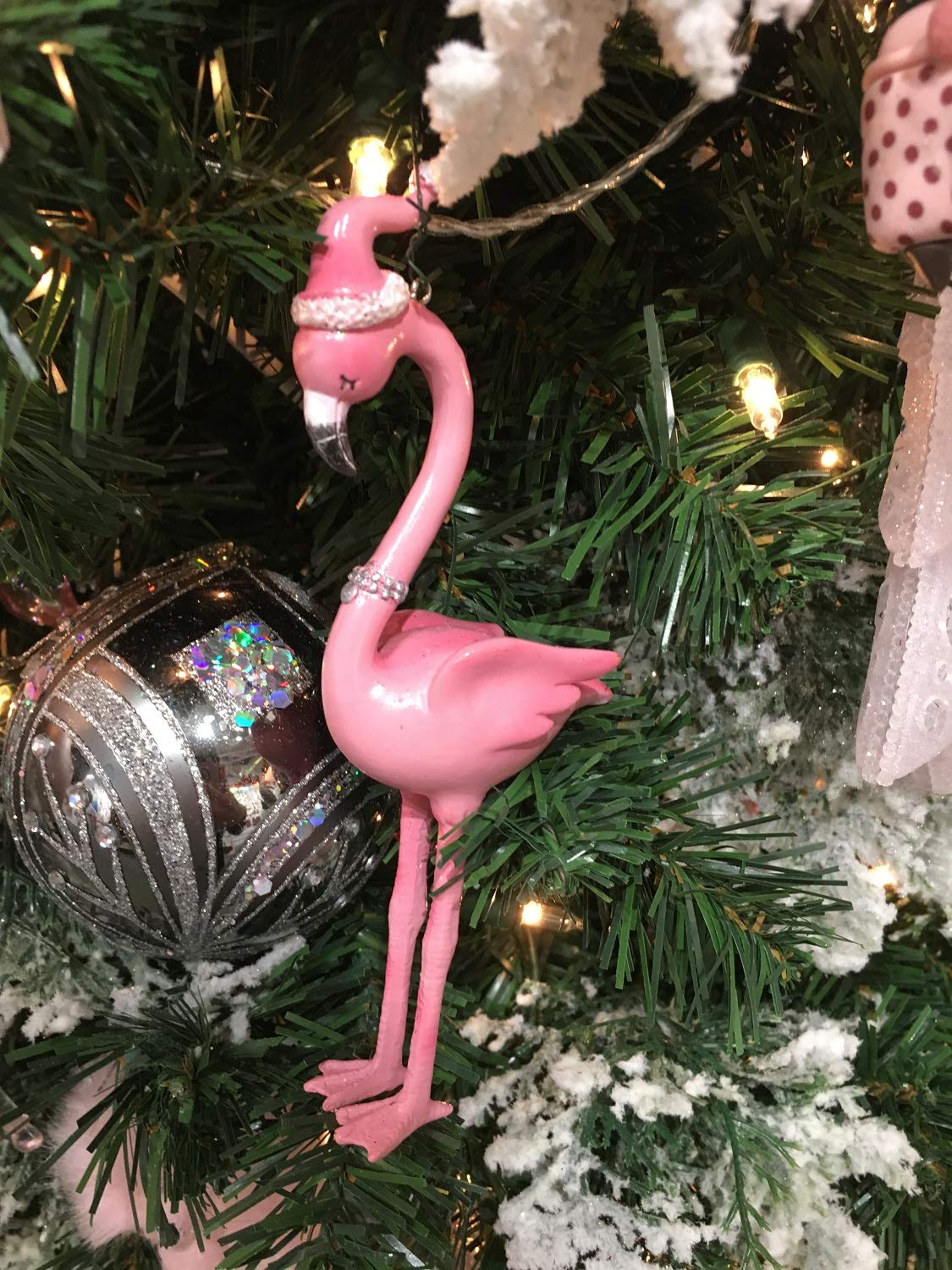 Amazon.com: Kurt Adler Millennial Pink Flamingos in Santa Hats
