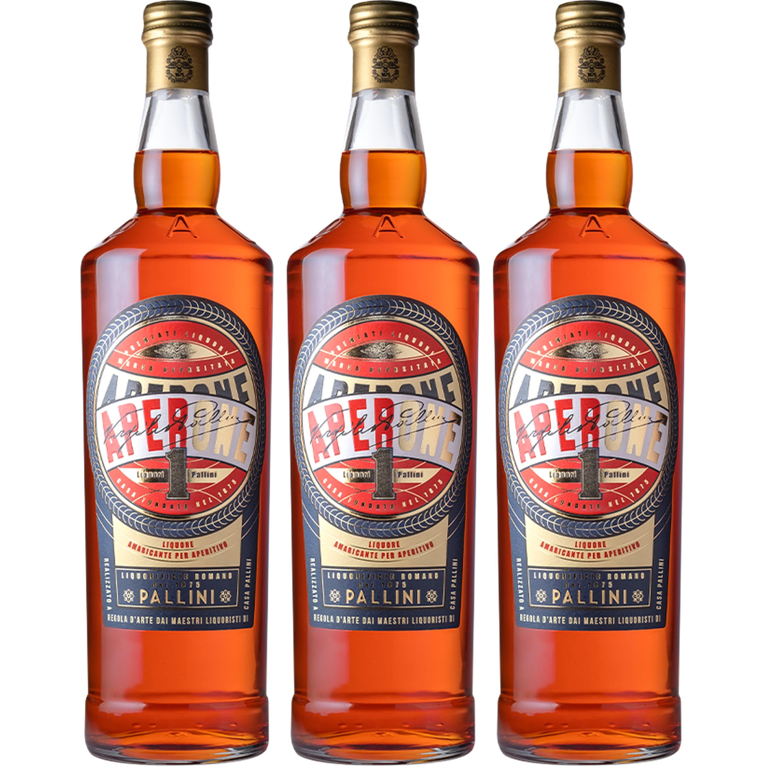 Pallini SpA Aperone Bitter Italien inkl. FeinWert E-Book (3 x 1.0 l)