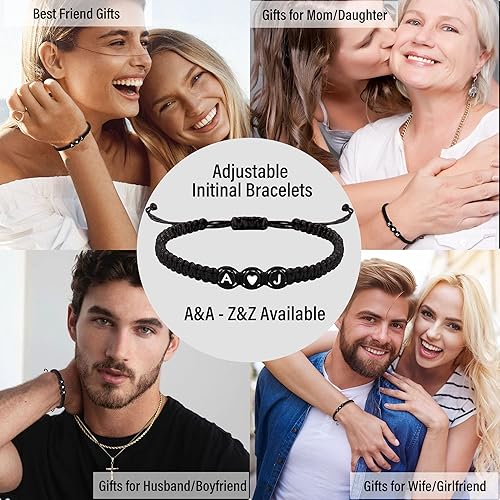 Miniatura 7 de Pulseras con iniciales para mujer, hombres, regalos para novia, novio, pulseras con letras "I Love You", regalos para ella, él, mejor amigo, regalo