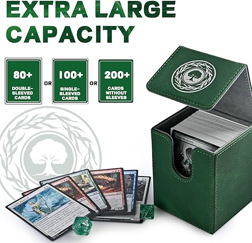 Miniatura 3 de Infinity Guard Caja de cartas para MTG, Magic Commander Deck Box se adapta a más de 200 tarjetas sin fundas para tarjetas comerciales TCG CCG (verde)