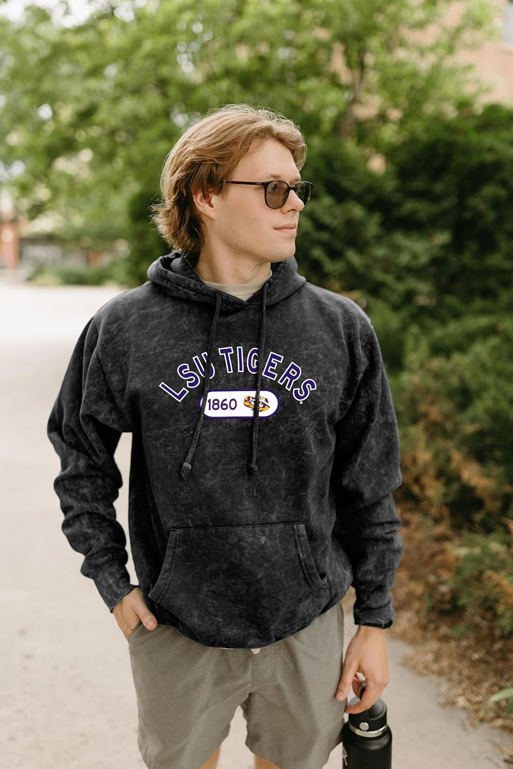 Blue 84 NCAA unisex-adult Ncaa Officially Licensed Mineral Wash Hooded Sweatshirt Applique