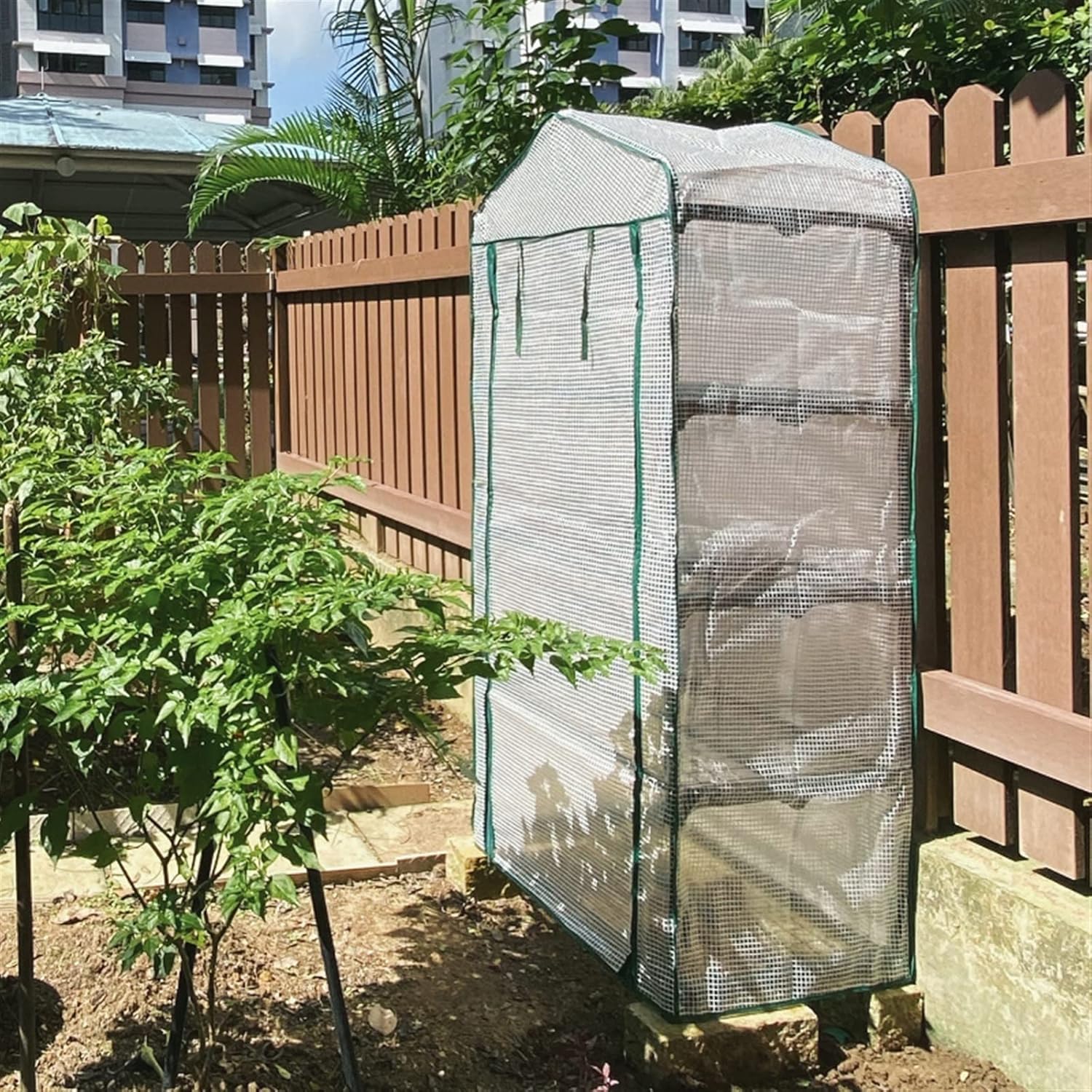 Portable Plant Greenhouse,Steel Tube Frame with PE Panels,Gardening Rack with Roll-Up Door,for Growing Vegetables, Flowers and Seedlings in Any Season