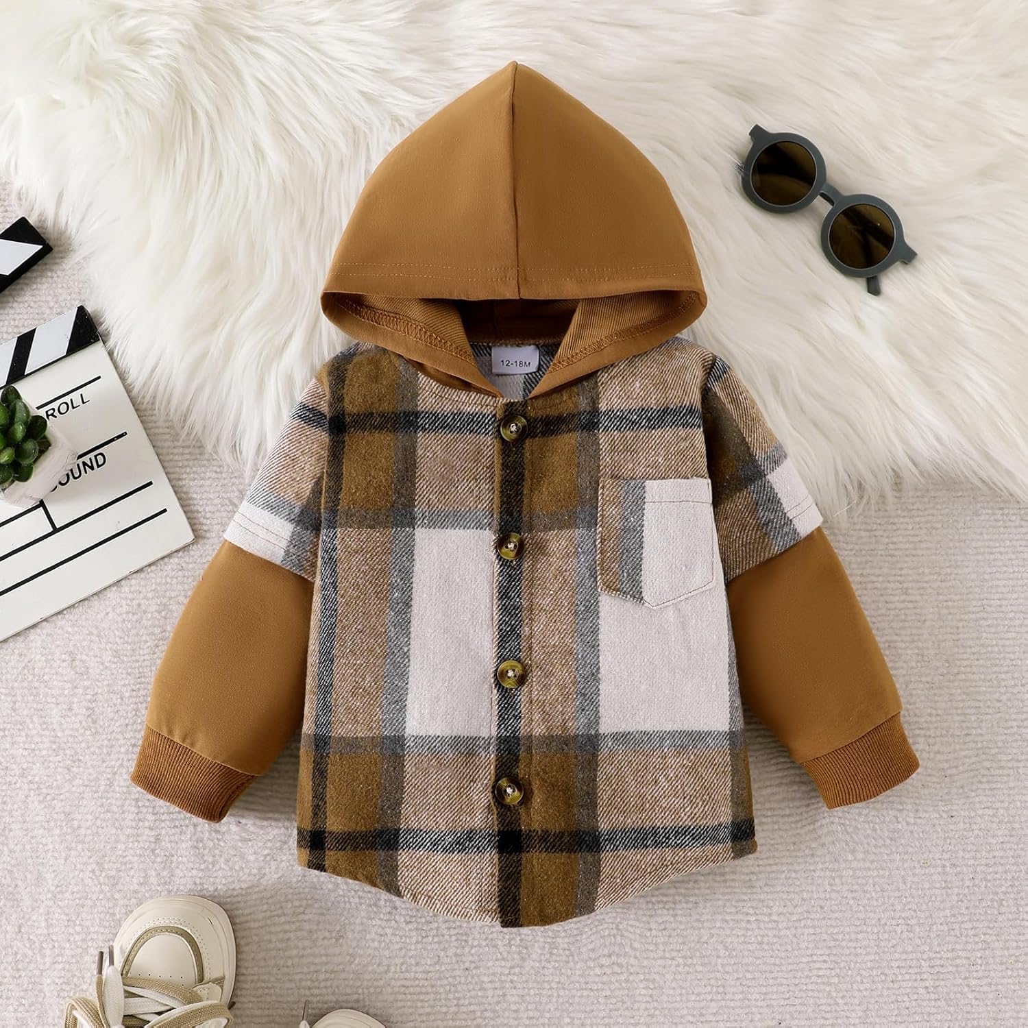 Toddler Baby Boys Clothes 2Pcs Fall Winter Outfits Sweatsuit Button Plaid Shirt Hoodie Ripped Pants 12M-5T - Image 8
