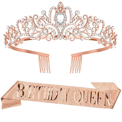 Birthday Sash for Women, Birthday Crown, Birthday Tiara, Birthday Queen Sash and Tiara for Women, Birthday Headband for Girls, Princess Crown, Happy