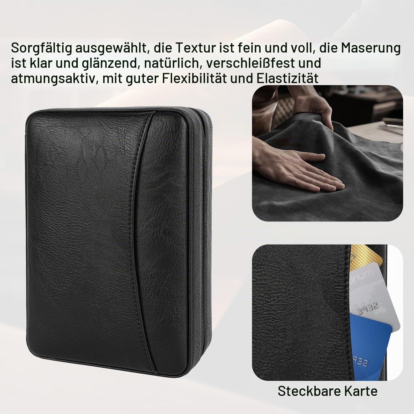 Hält6 Zigarre Portable Leder Zigarrenetui Spanisch Zedernholz Innenraum und Kartenlagerung Reise Zigarre Humidor, Zigarrenschneider Befeuchter perfekt für Geschäftsreisen Geburtstag Geschenke Vatertag