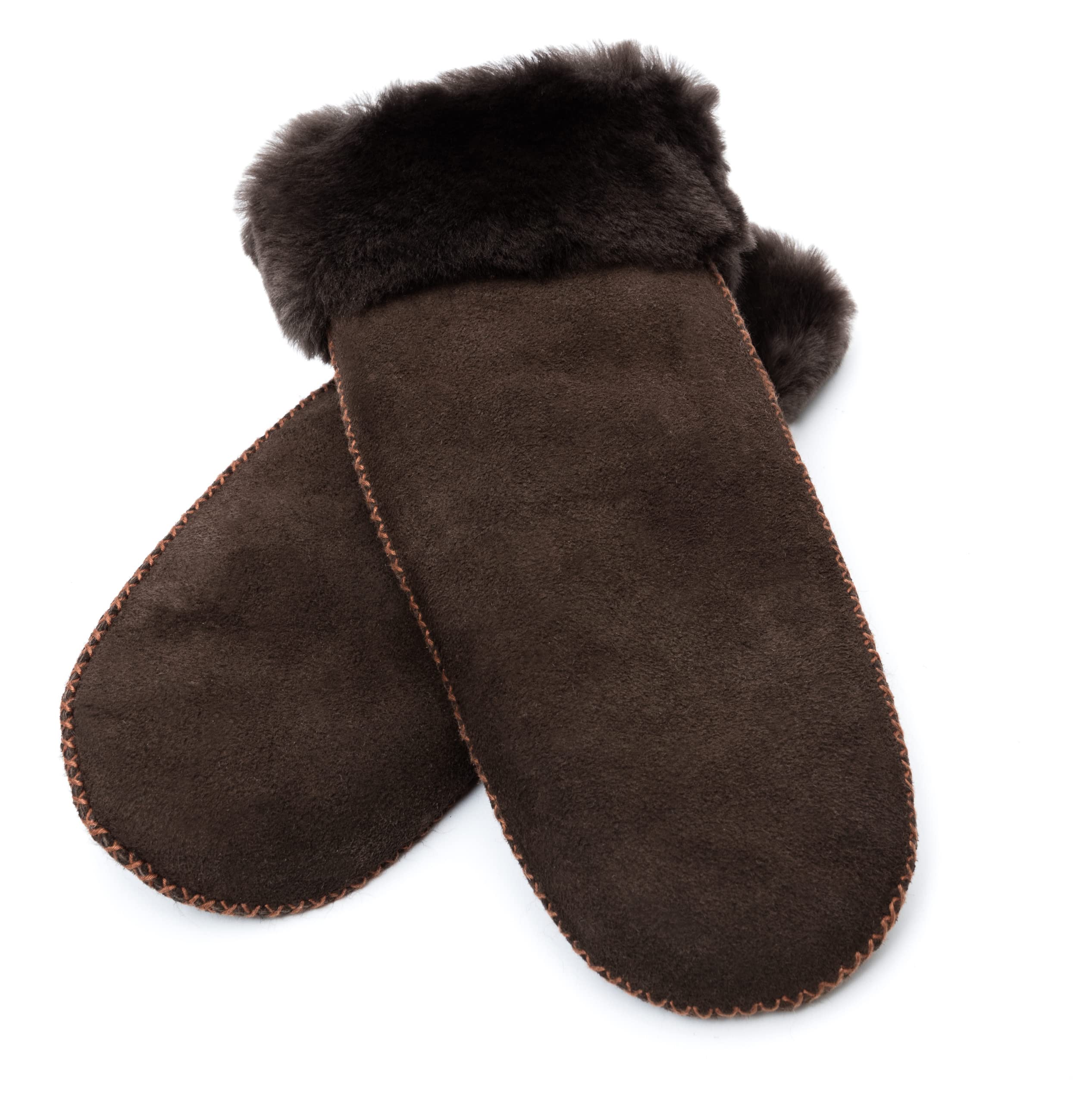 Reissner Lammfelle Manoplas guantes piel de cordero marrón S (Circunferencia de la mano 17cm)