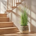 KOL 4ft Herbe artificielle à queue de chat, 47.2in Plante artificielle d'oignons d'extérieur, maison Décor Plantes de plancher & Fleurs en Pot Faux Plant Greenery, Chauffe-ménage rose rose, Vert