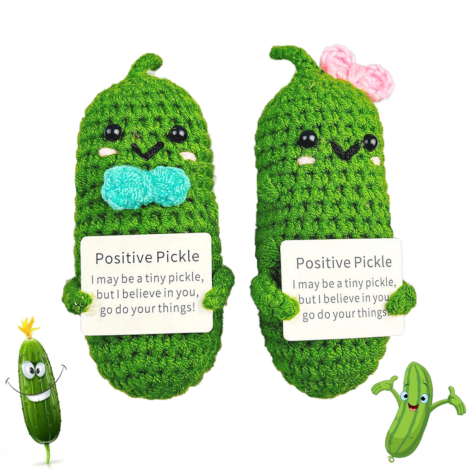 2 szt. Emotional Support Pickle, Mini Potato Positive Zabawna Lalka, Śliczna Mini Pozytywna Ziemniak Lalka Ziemniaków, Kreatywna Wełna Dzianinowa Lalka Ziemniaczana, Śmieszne Prezenty