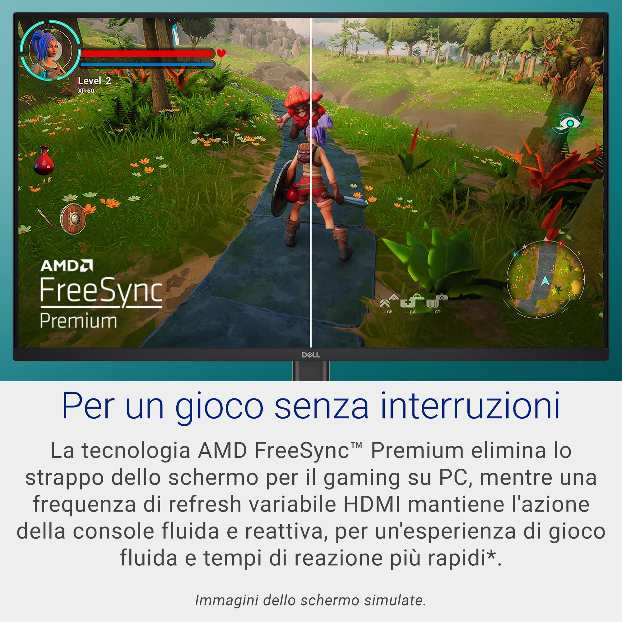 Dell 27 Monitor Gaming - SE2725HG, Full HD (1920x1080), 200Hz, Fast IPS, 1ms, AMD FreeSync Premium, 99% sRGB, VESA (100x100mm), DisplayPort, 2 HDMI, 3 Anni di Garanzia, Nero