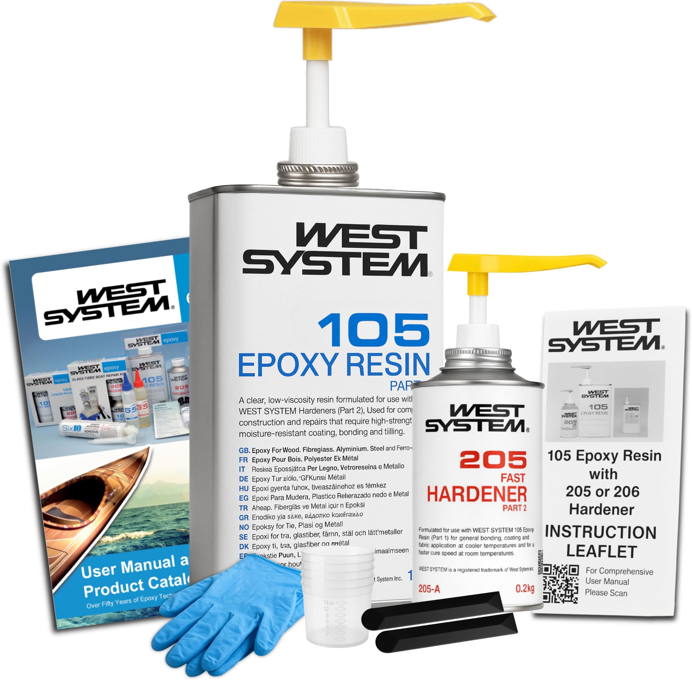 WEST SYSTEM Epoxy Resin & Hardener Starter Pack - 105/205 Pack - Marine Grade...