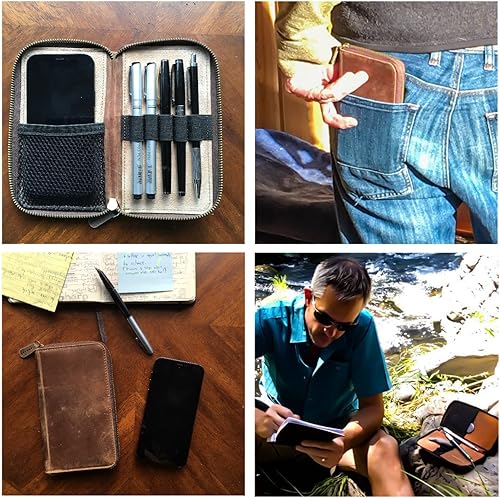 Miniatura 3 de Estuche de cuero para artistas, diseñadores, arquitectos y entusiastas de la pluma estilográfica, en la oficina, escuela, universidad y viajes