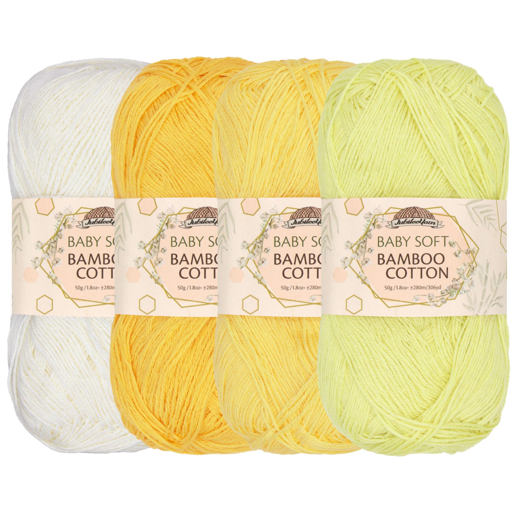 Jubileeyarn Baby - Gomitolo Di Filato Di Cotone Di Bambù, 50 G, Tonalità Di Giallo, 4 Matasse-image