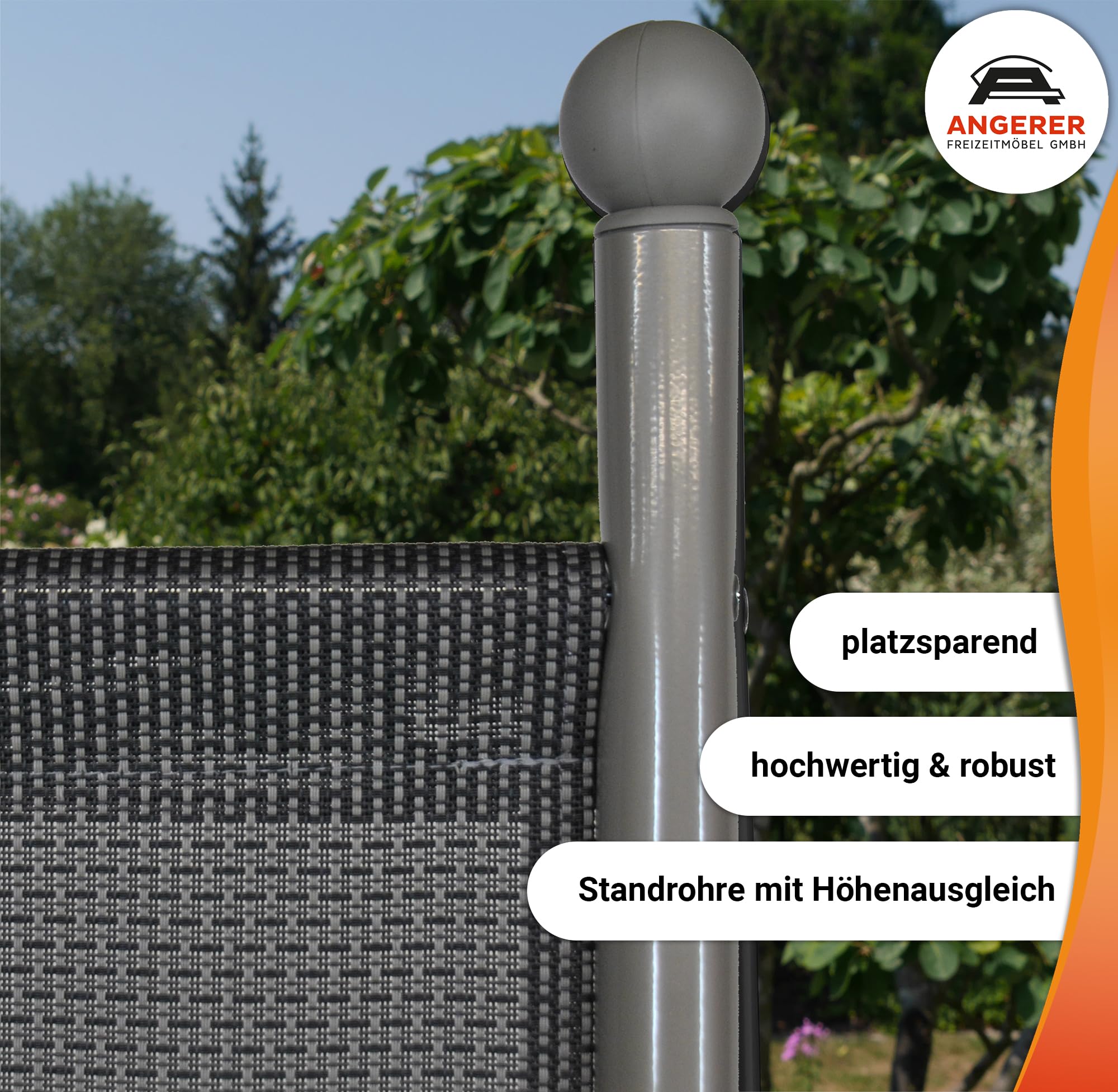 ANGERER Stellwand 178 x 178 cm, dunkelgrau | Raumteiler, Raumtrenner, für Schatten auf Balkon, Bezug aus wetterfestem Textilene-Gewebe, Made in Germany