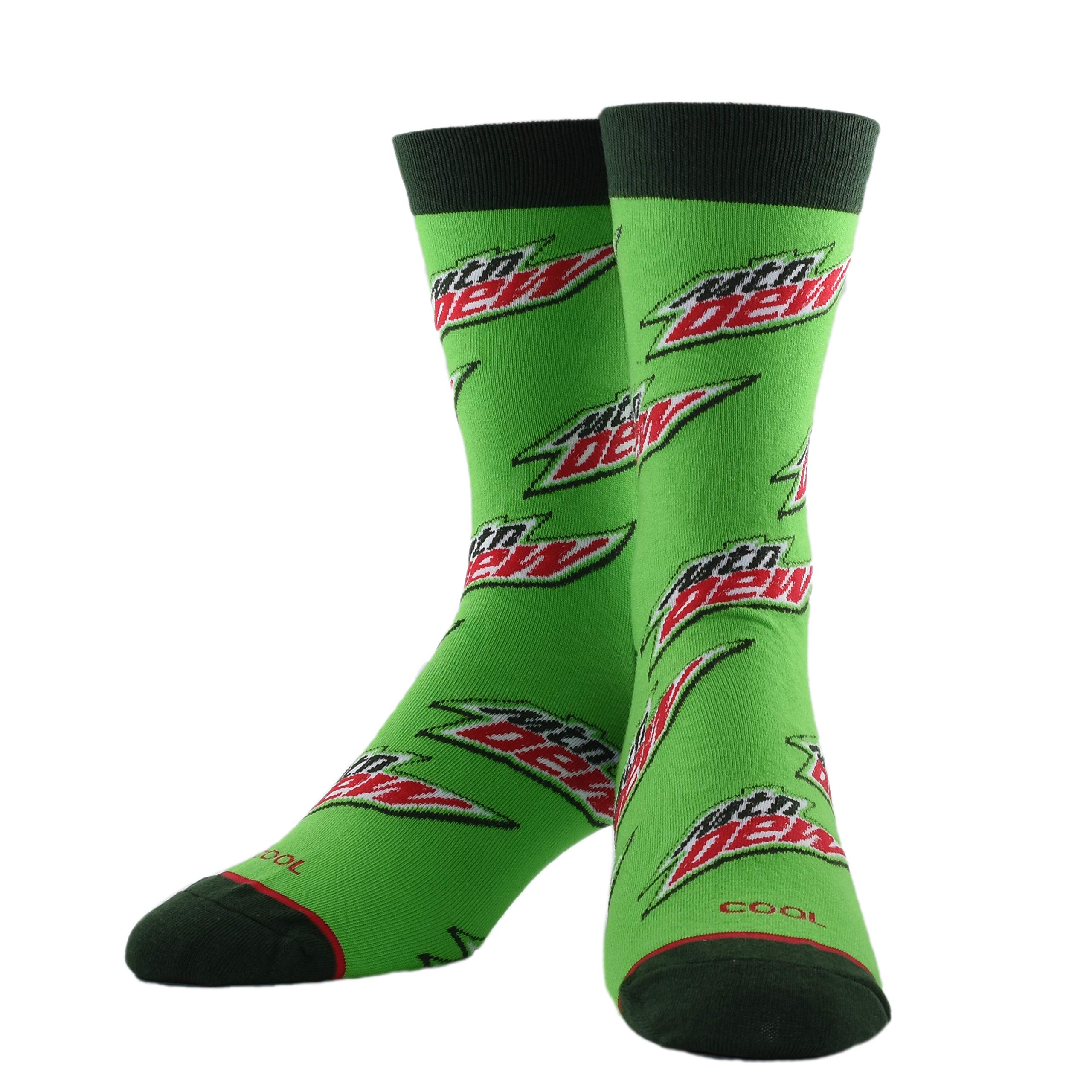 Cool SocksNovelty Crew Dress Sock, Food, Pepsi and Mountain Dew, Funny Silly