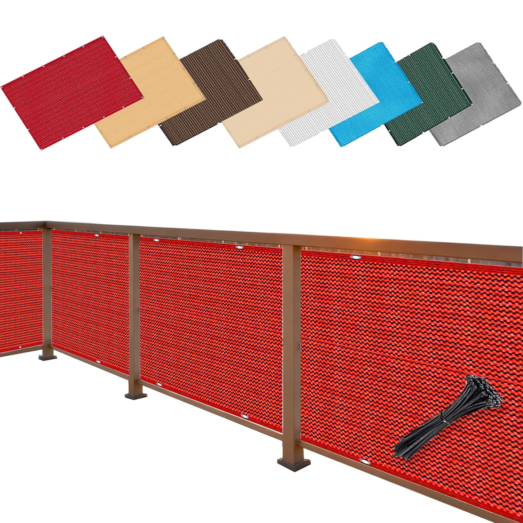 Clôture de jardin brise vue 2x3.7m résistant idéal comme cache balcon rouge