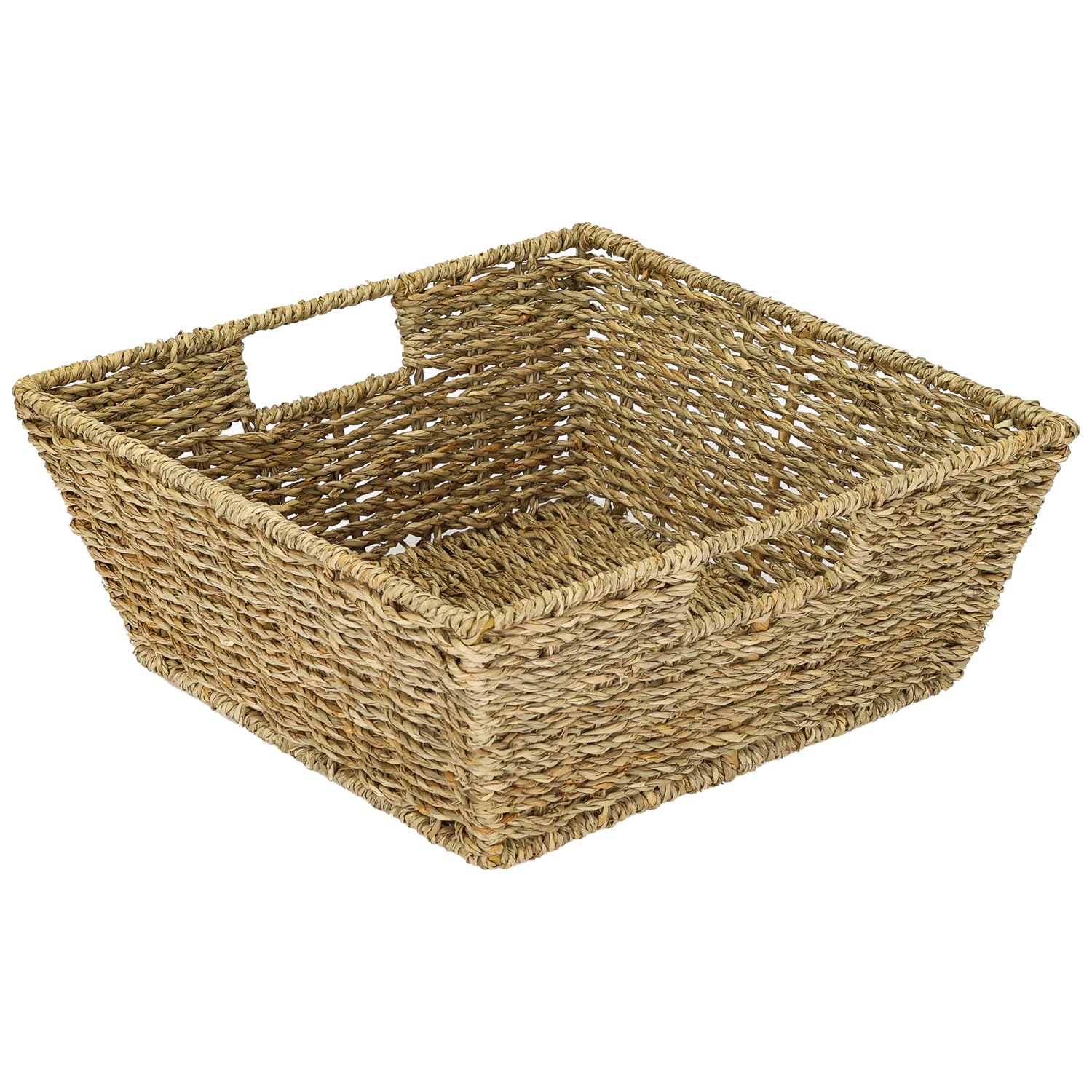 HMF Cesta de regalo vacía, cesta de almacenamiento trenzada de algas marinas, rectangular, 30 x 30 x 12 cm