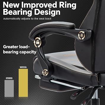 Gaming Chair, Ergonomic Gaming Chair, Computer Chair with Headrest and Lumbar, Racing Computer Chairs, Height Adjustable Rotating PC Chairs, Grey Black