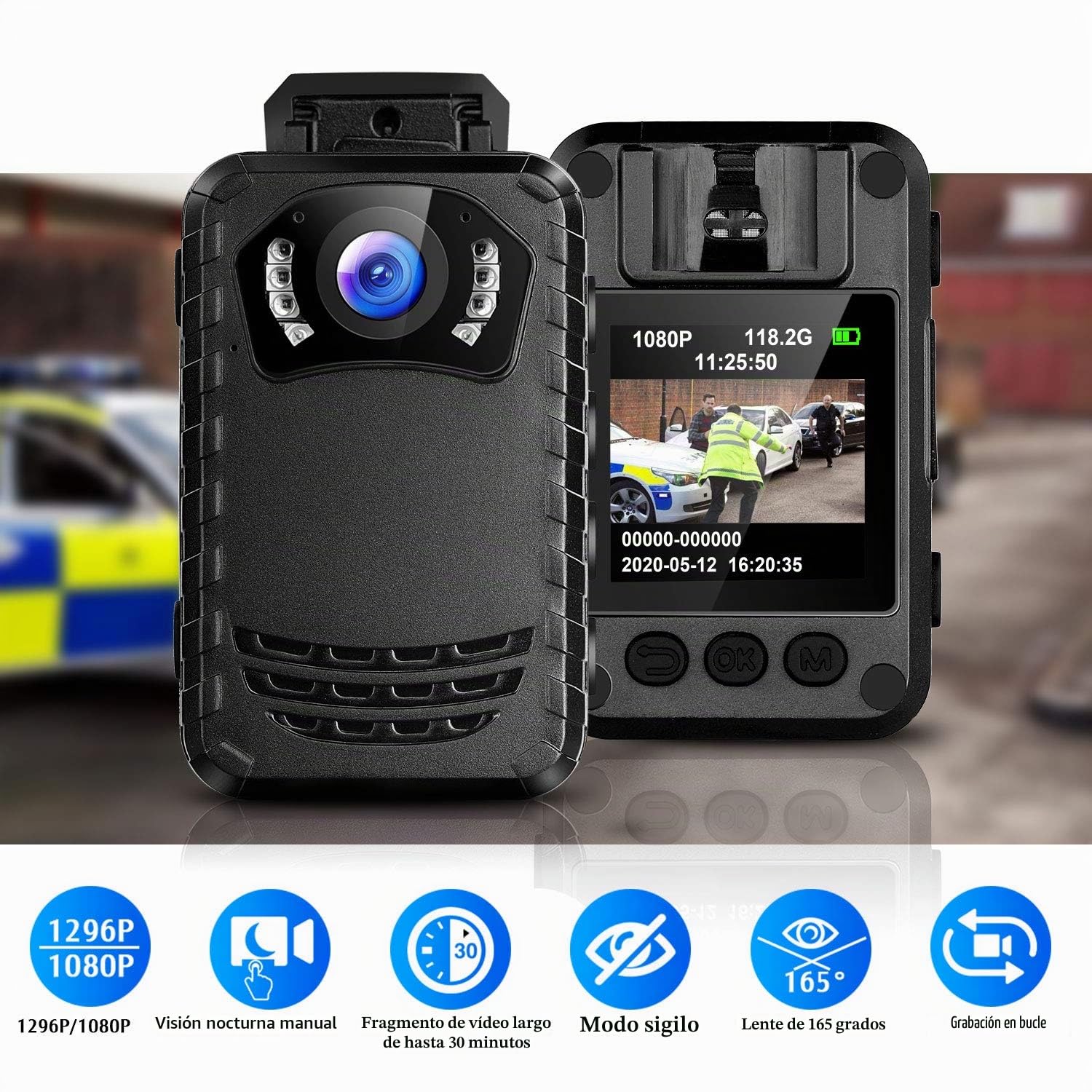 BOBLOV N9 Body CAM Mini, cámara Corporal de 64 GB Full HD 1296P, pequeña cámara Corporal policial con visión Nocturna portátil para protección Diaria o Viajes al Aire Libre, el Cuerpo más pequeño
