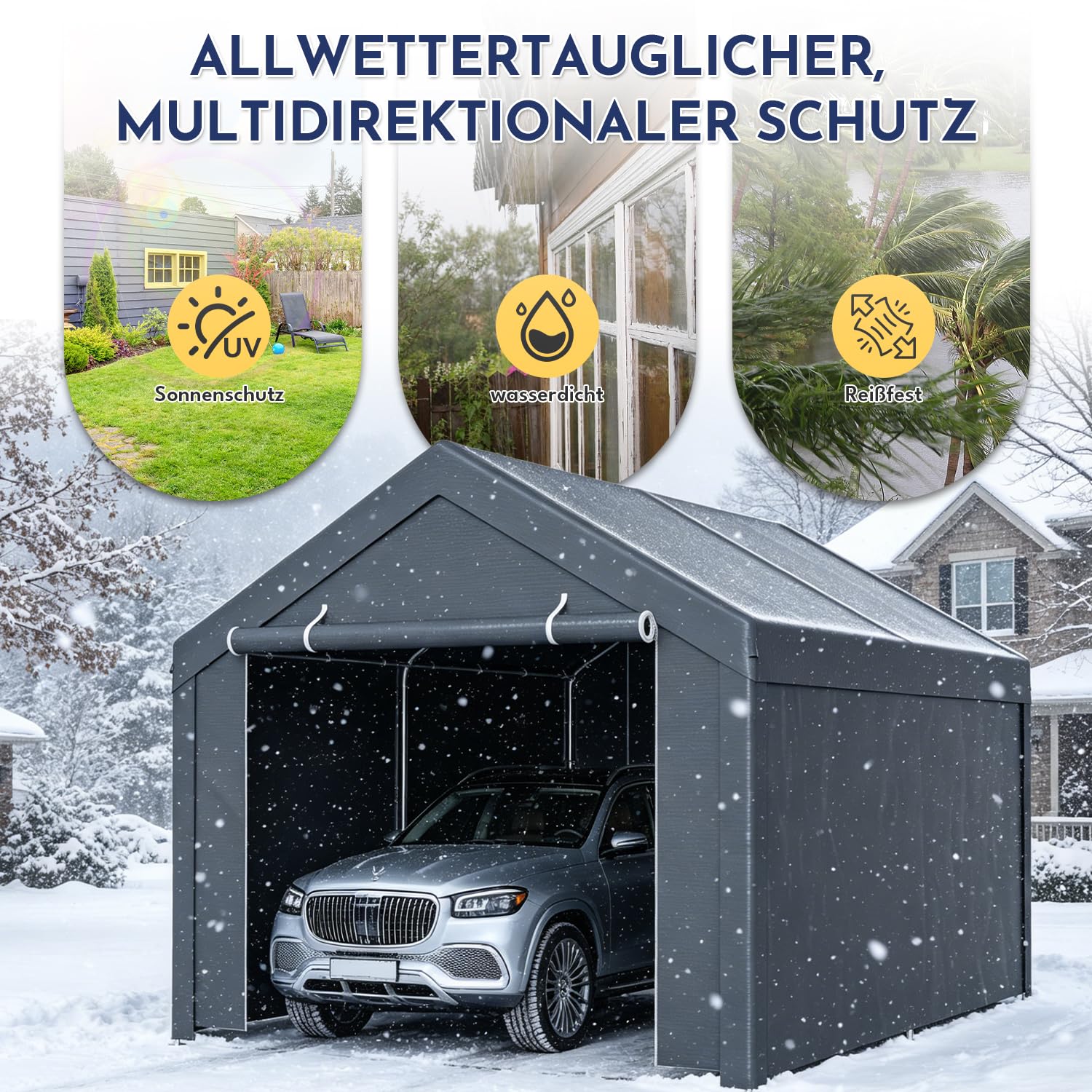 Tente de garage, 3 x 4 m, avec bâche en polyéthylène résistante aux intempéries, résistante à l'hiver, aux UV, pour voiture, SUV