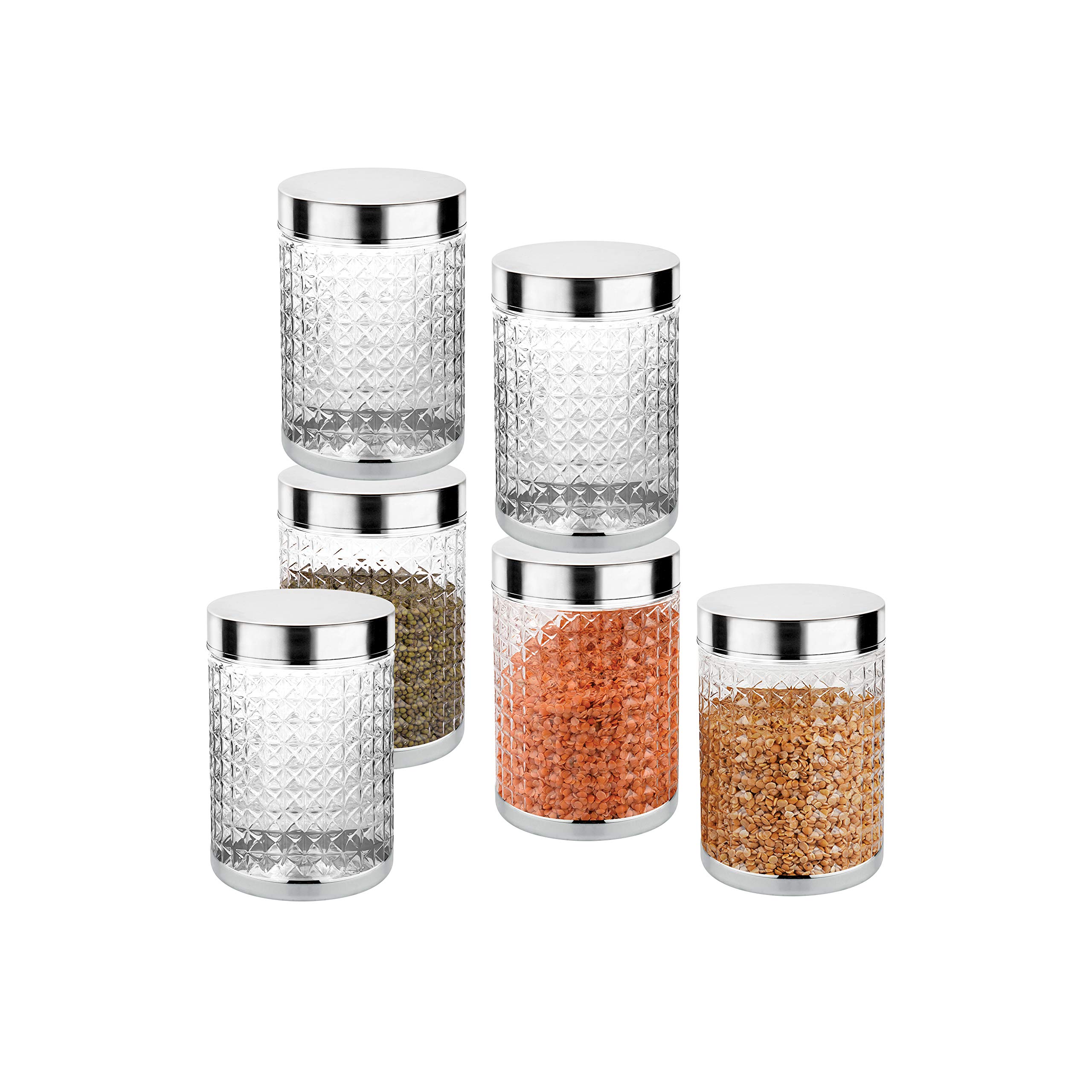Sky Hector Celebration 6 Pcs Storage Pet Container Gift Set for Kitchen,1250 ml x 6,Silver.