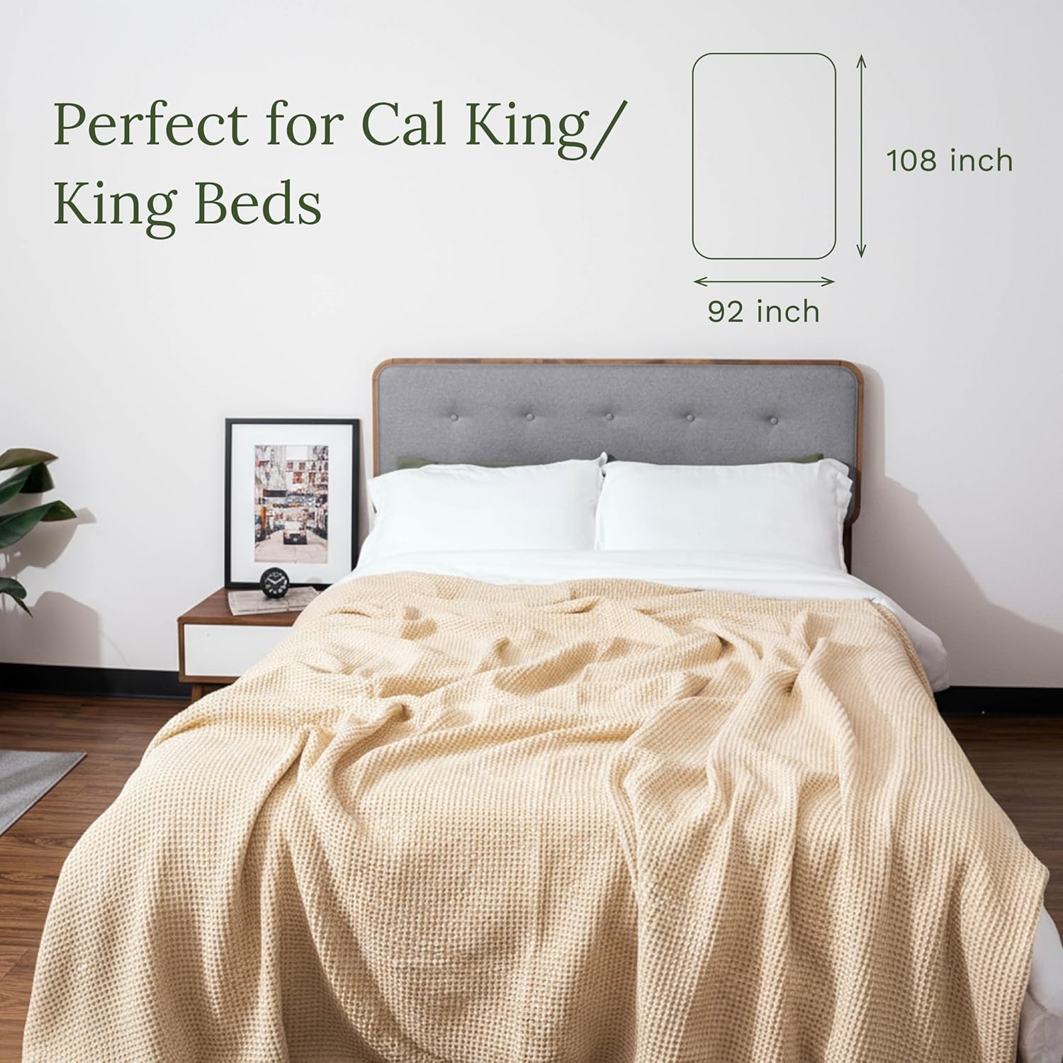 King Size Waffle Blanket - GOTS Certified, 100% Organic Cotton, Breathable, Premium Quality, Toxic-Free King, All-Natural, Fair Trade & Ethically Made Blanket - 108”x92” (Ivory - King) - Image 4